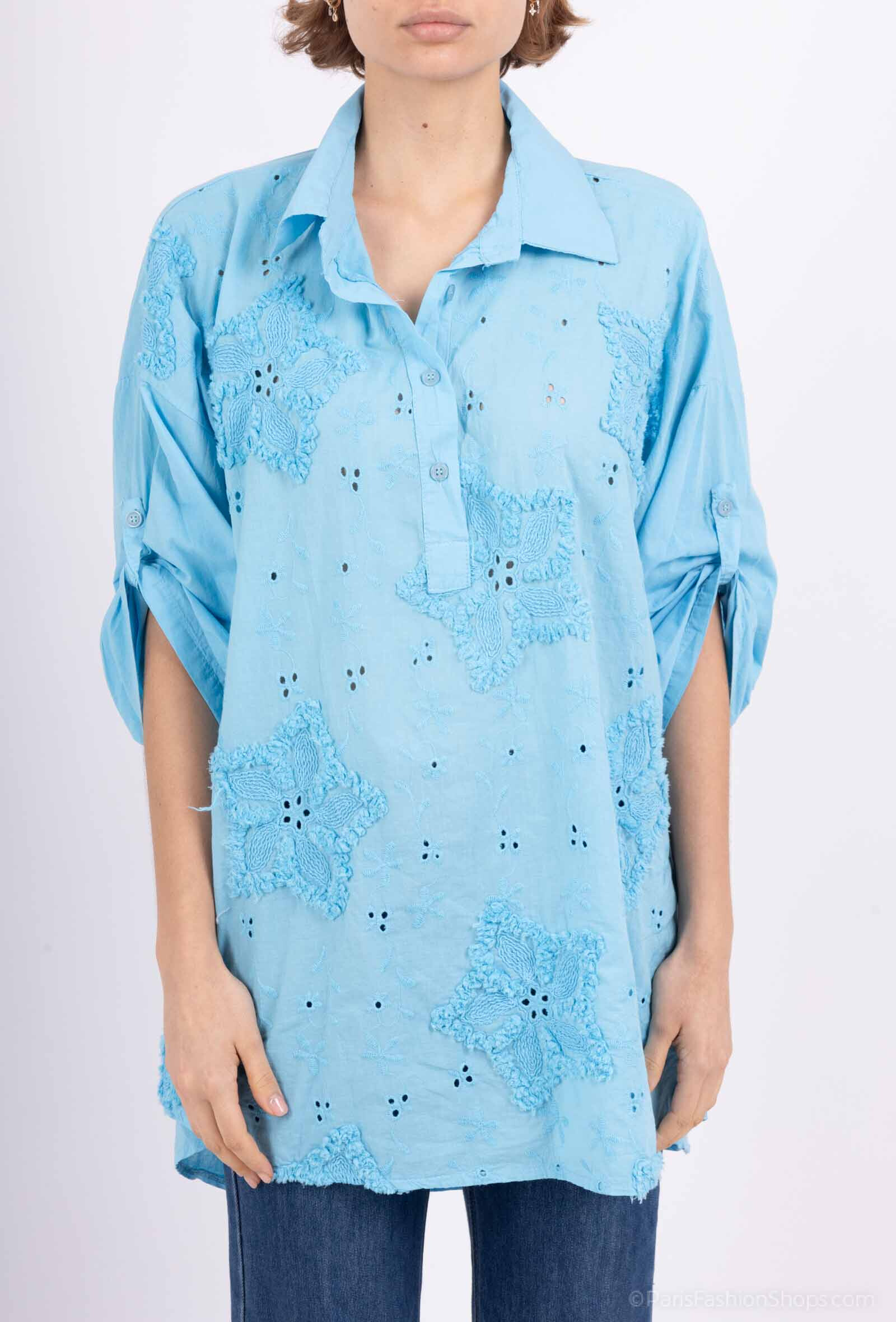 Grossiste Lucky Nana - Blouse en coton et broderie anglaise