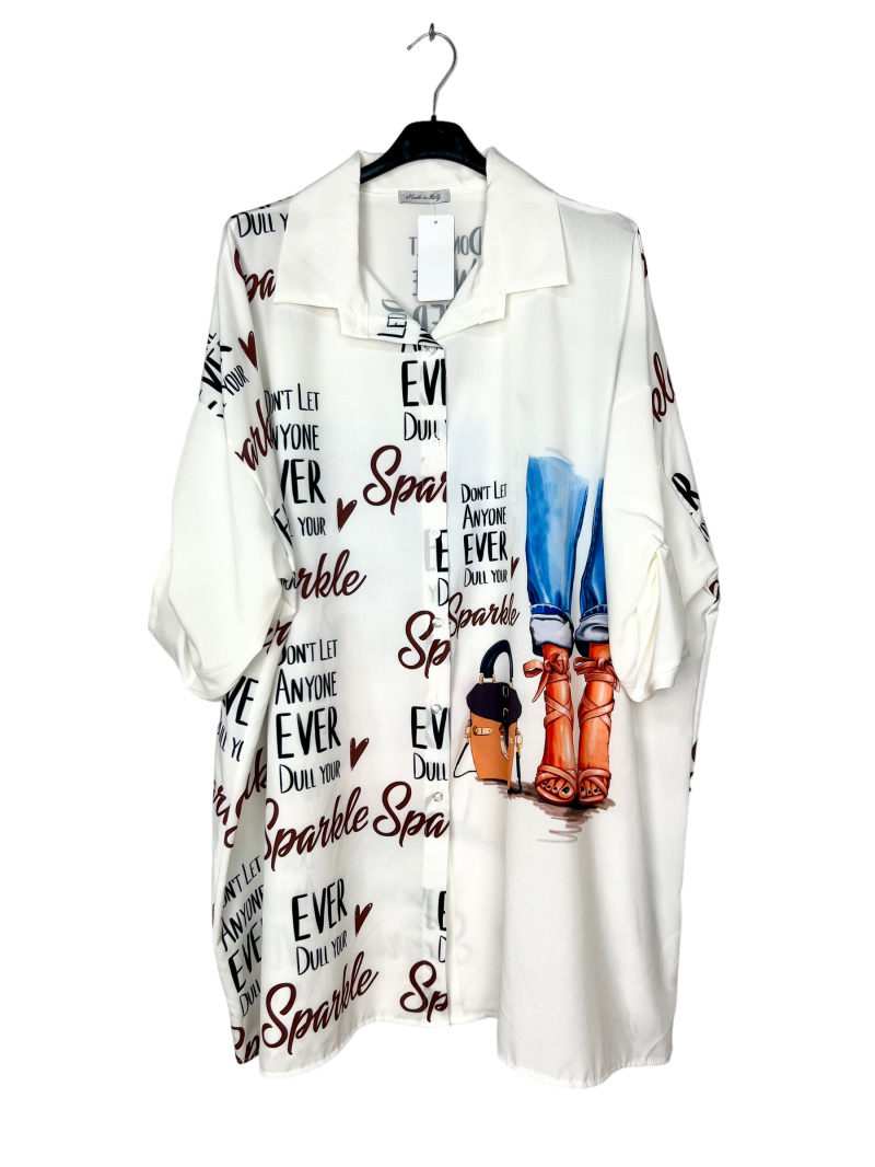 Grossista Lucky Nana - Camicia lunga con bottoni stampata