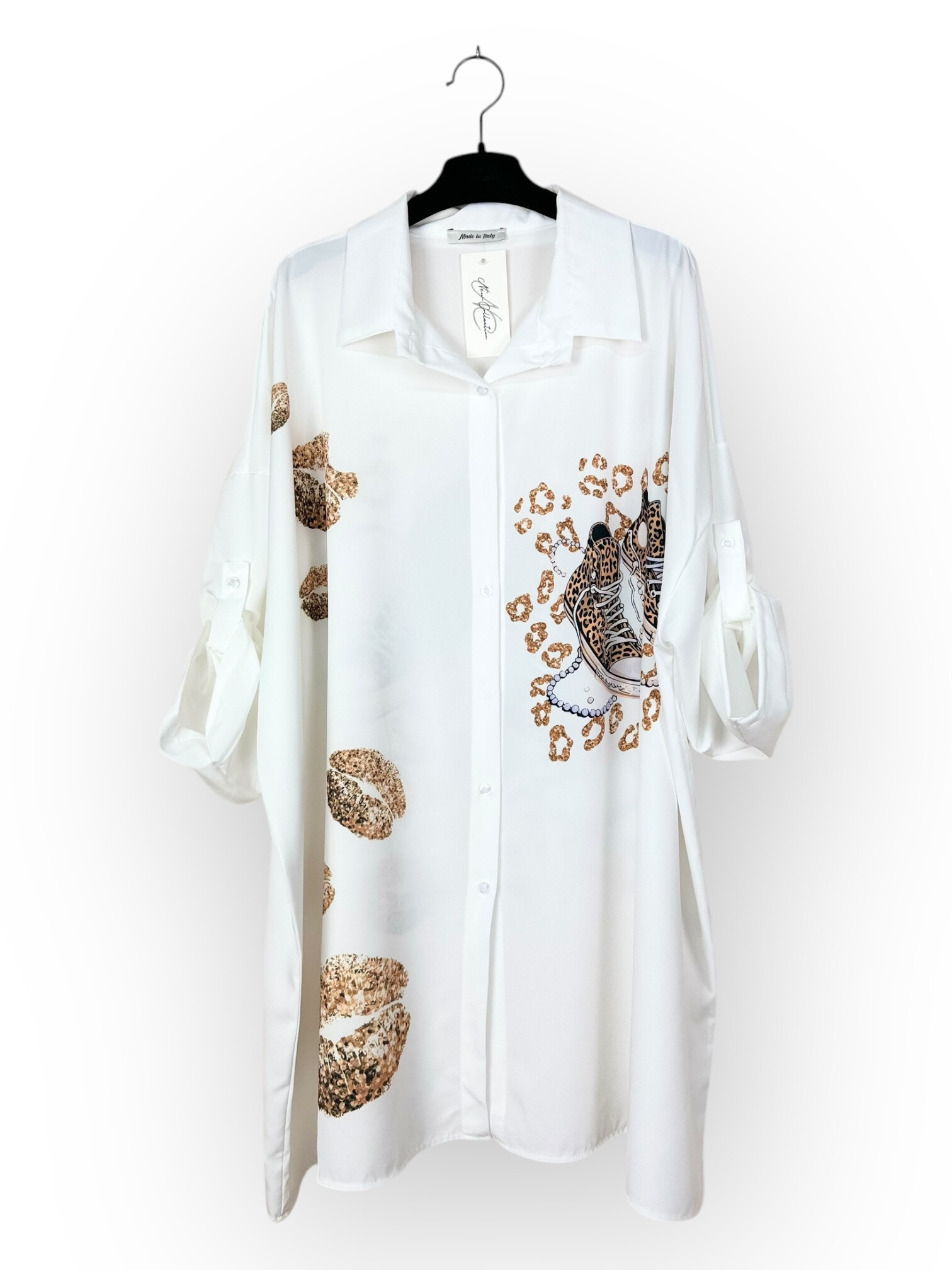 Grossista Lucky Nana - Camicia lunga con bottoni stampata
