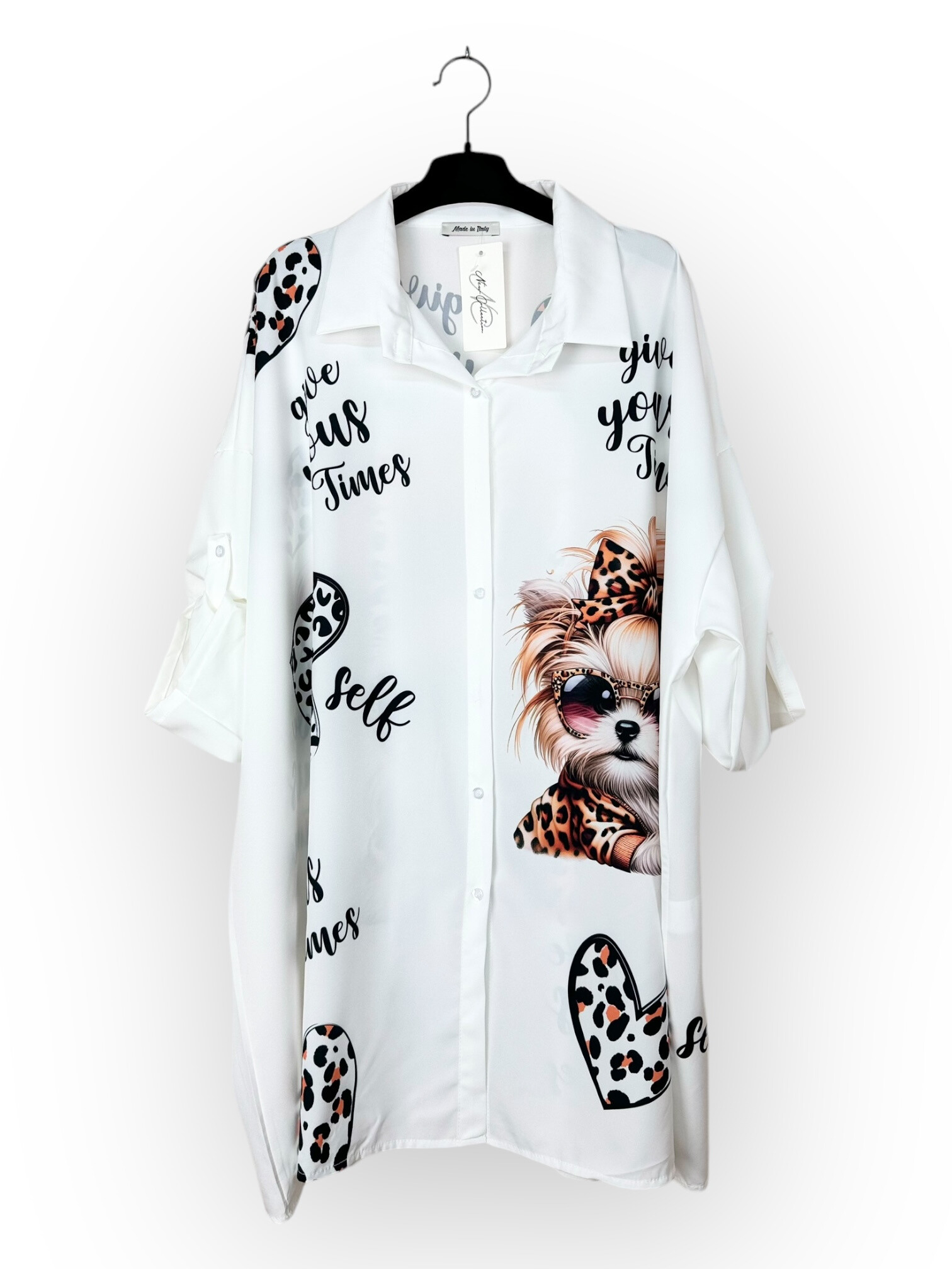 Grossista Lucky Nana - Camicia lunga con bottoni stampata