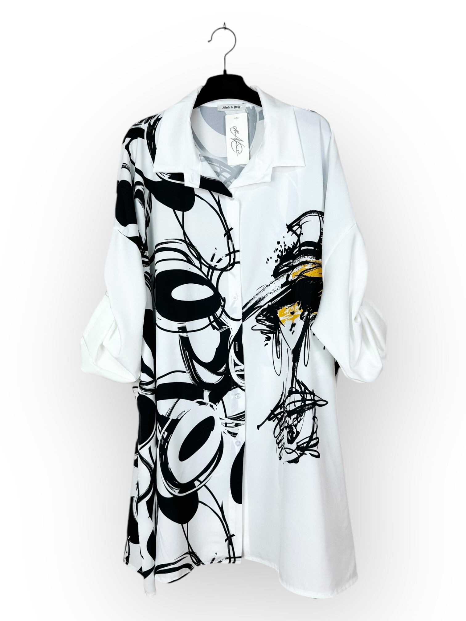 Grossista Lucky Nana - Camicia stampata di media lunghezza con bottoni