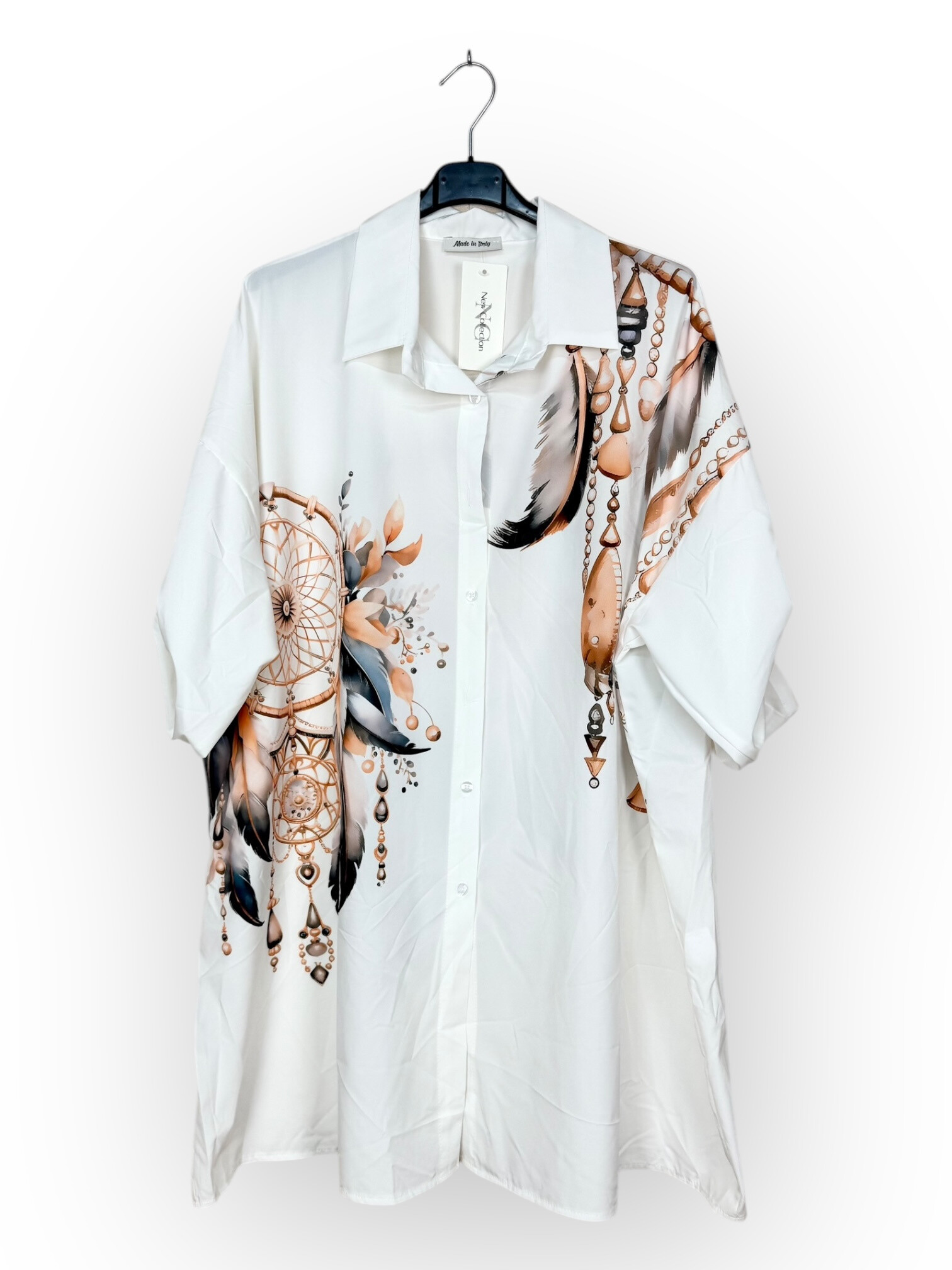 Grossista Lucky Nana - Camicia lunga con bottoni stampata