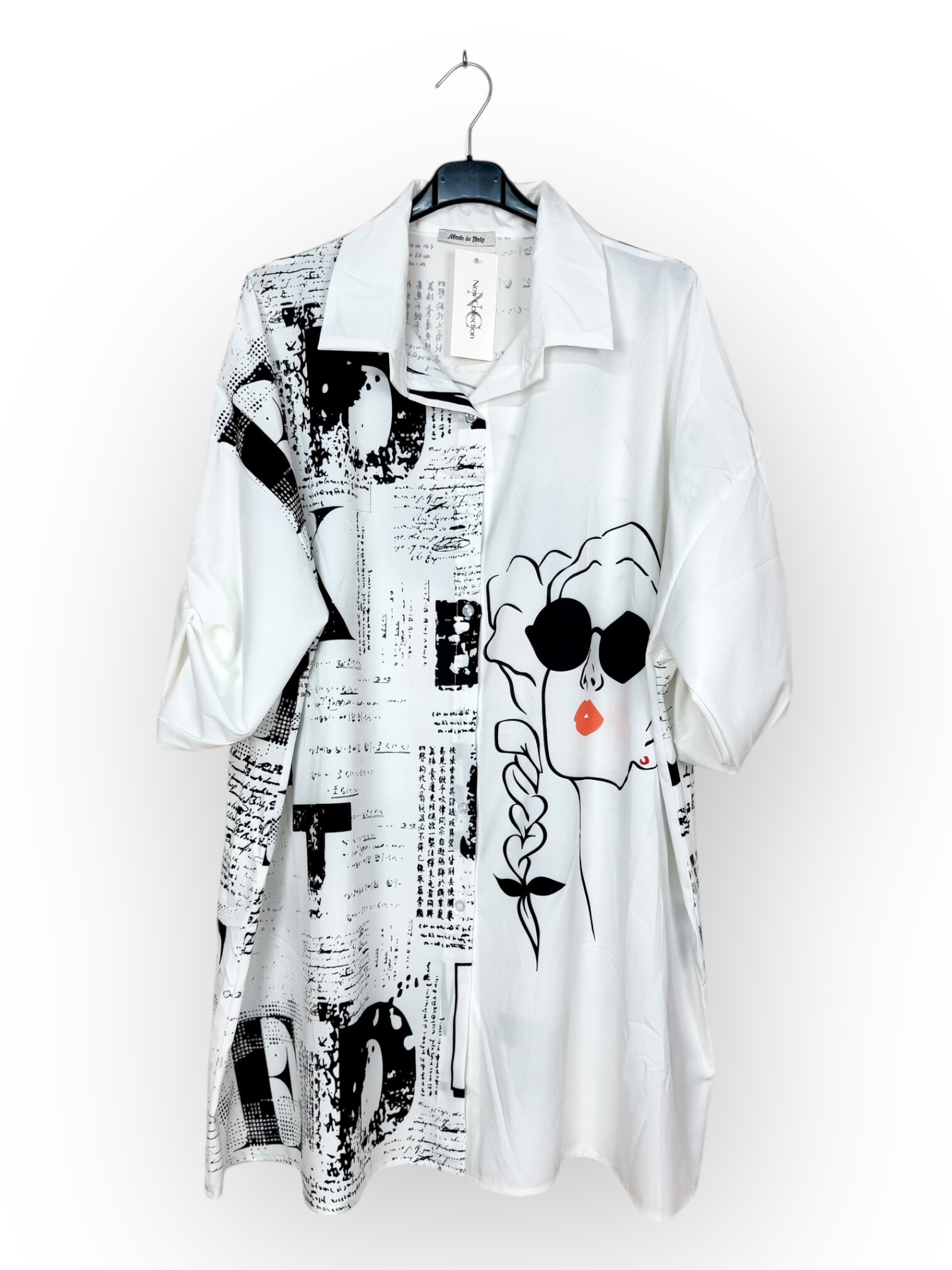 Grossista Lucky Nana - Camicia lunga con bottoni stampata