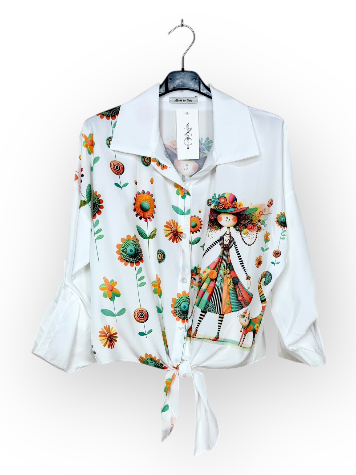 Grossista Lucky Nana - Camicia lunga con bottoni stampata