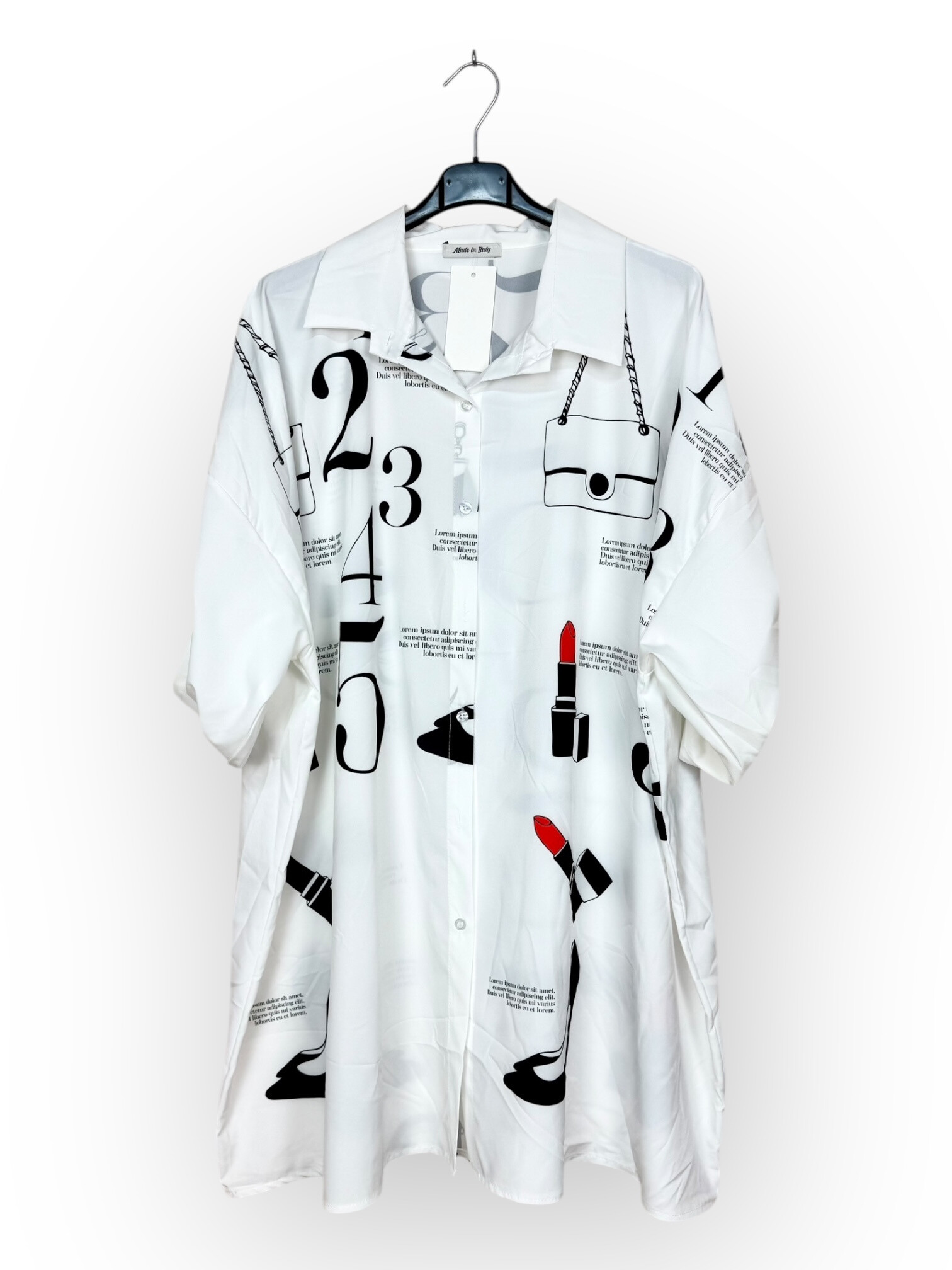 Grossista Lucky Nana - Camicia lunga con bottoni stampata