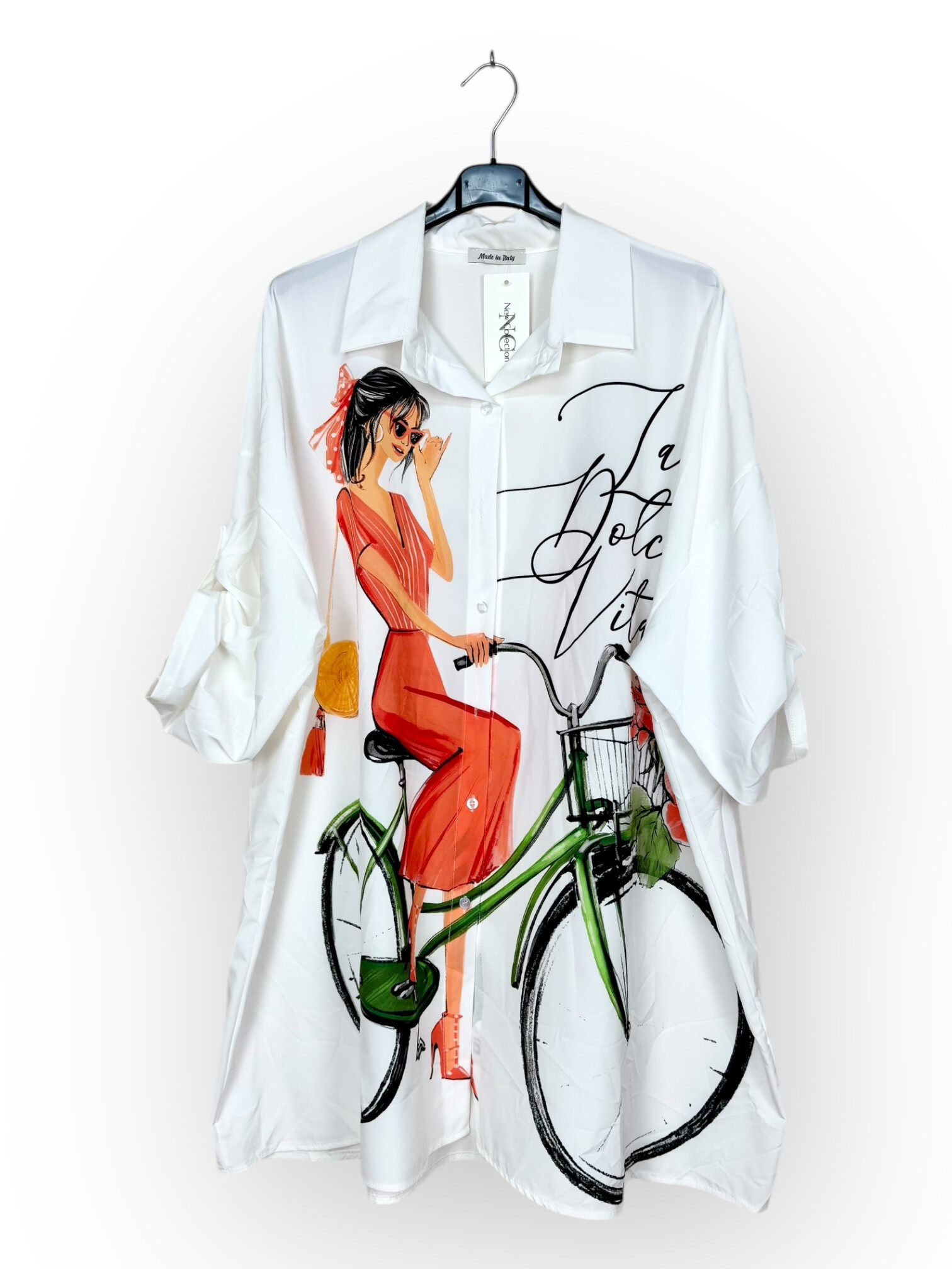Grossista Lucky Nana - Camicia lunga con bottoni stampata