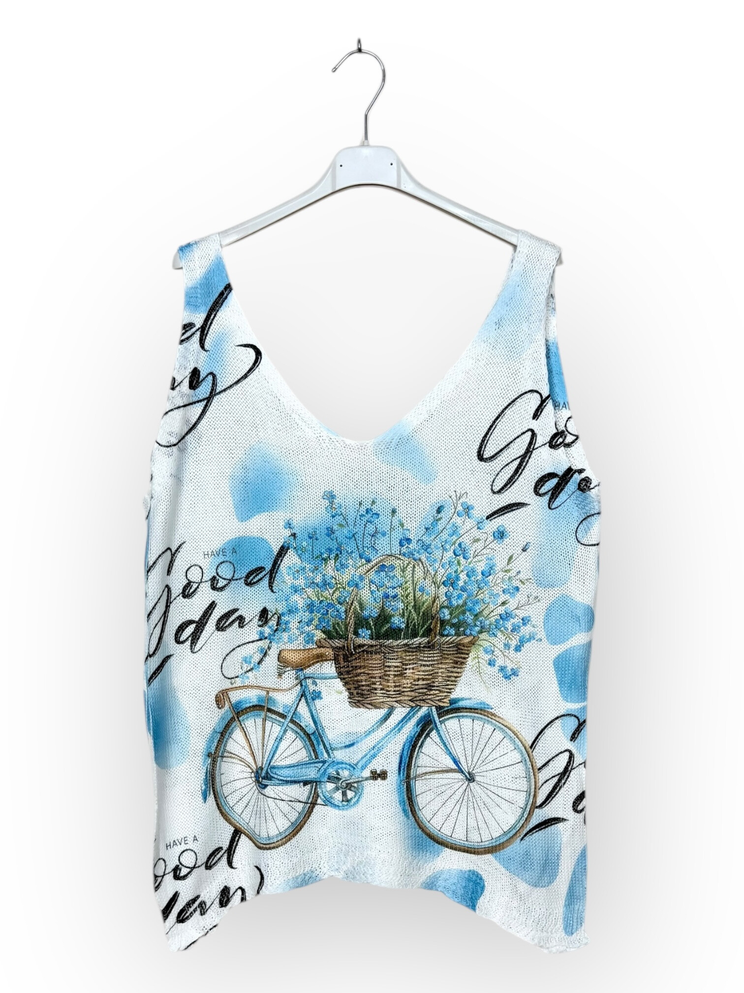 Grossiste Lucky Nana - Débardeur en Maille Blanc à Motifs