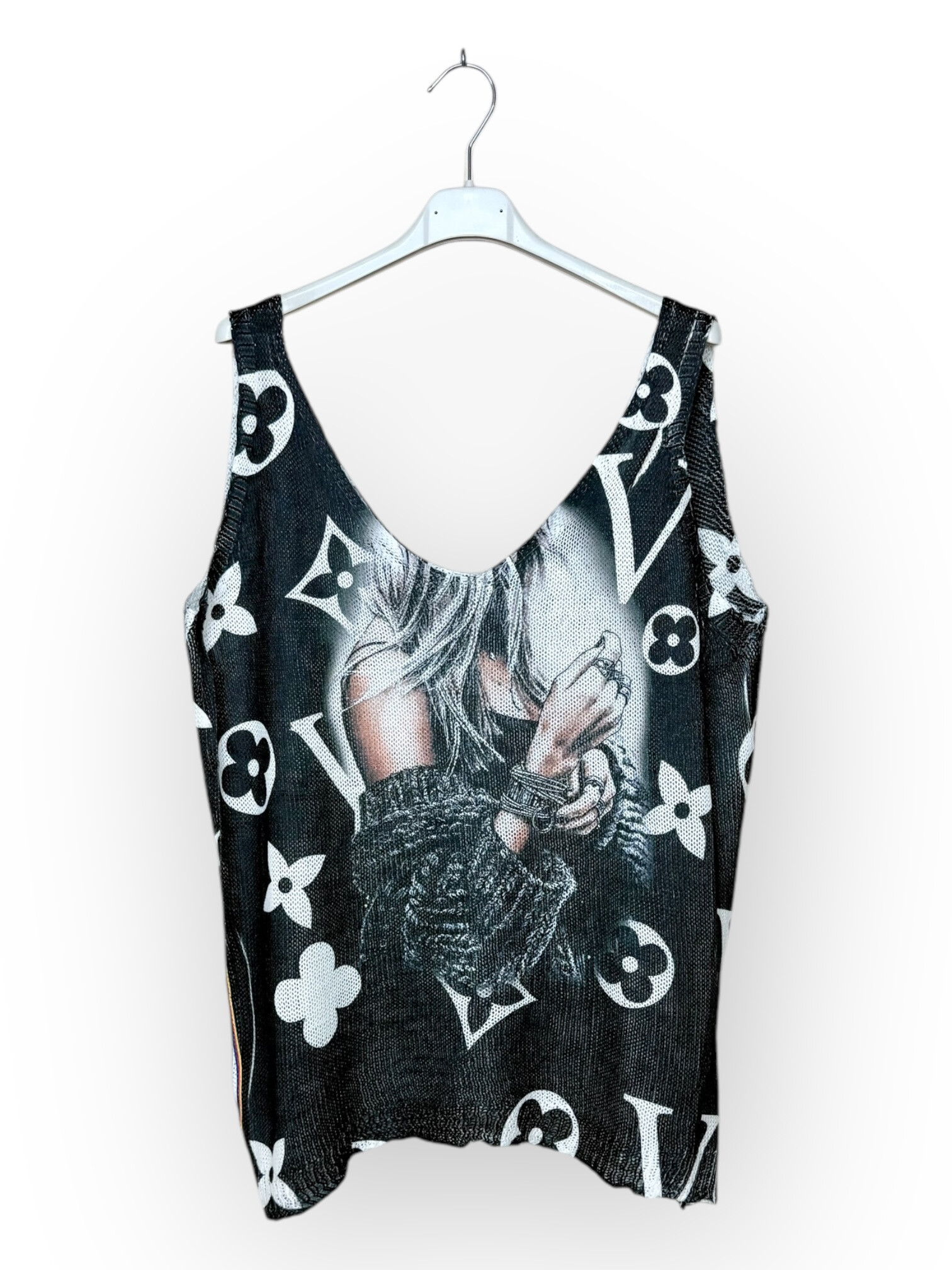 Grossiste Lucky Nana - Débardeur en Maille Blanc à Motifs