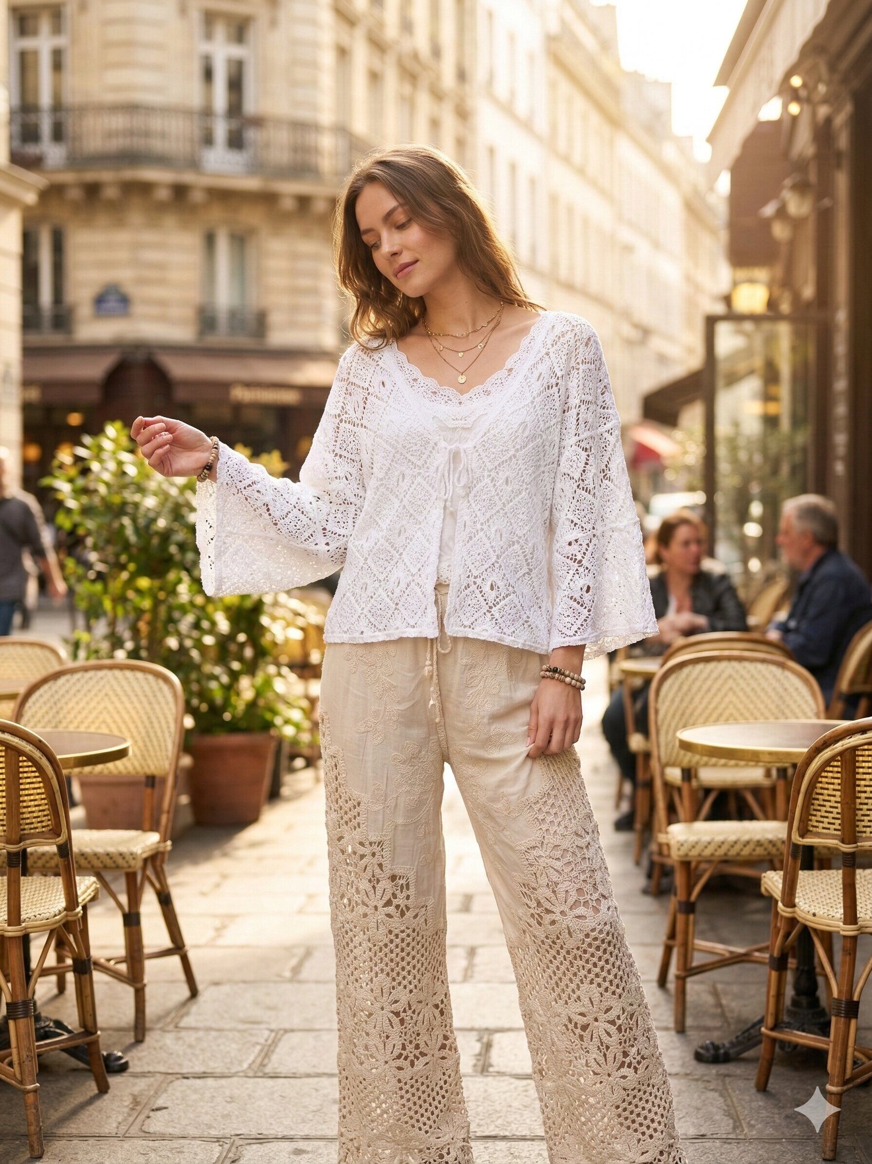Großhändler Lucky Nana - Häkel-Cardigan mit geometrischen Mustern