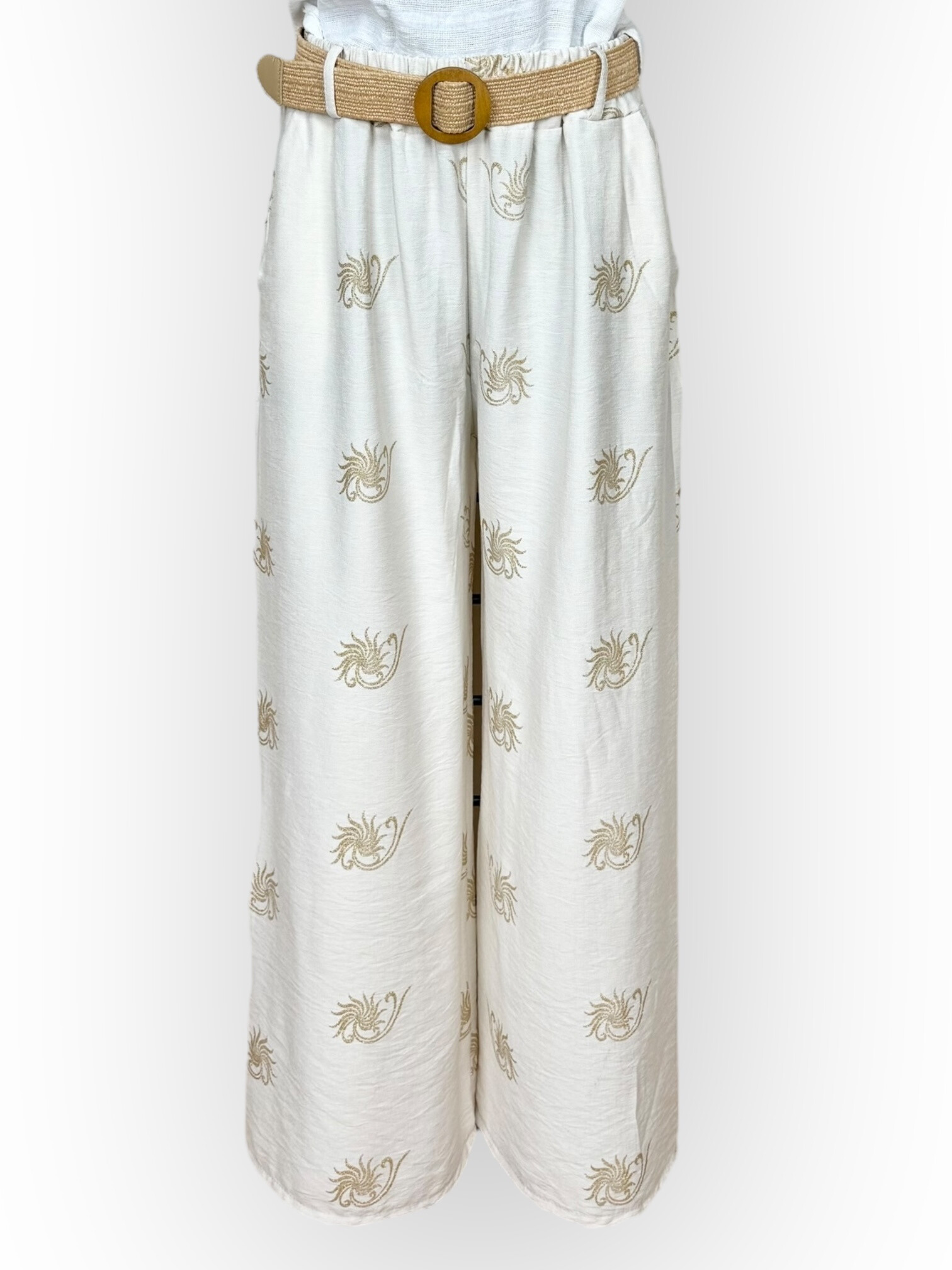Grossiste Lucky Nana - Pantalon à Motifs dorés avec Ceinture