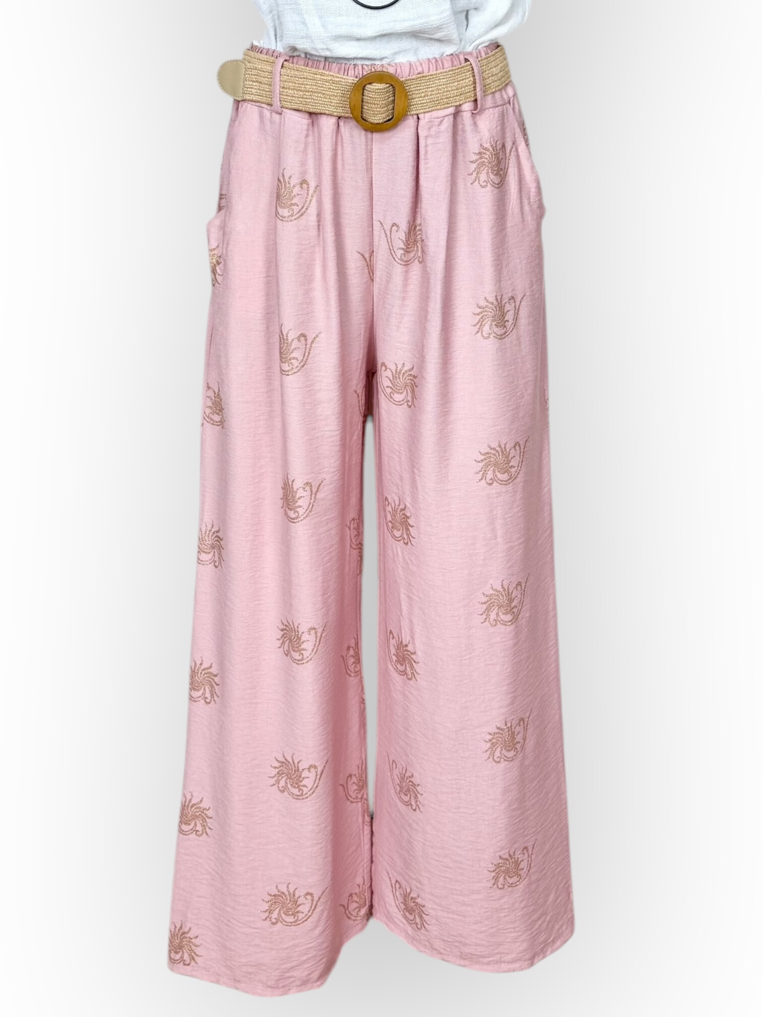 Grossista Lucky Nana - Pantaloni con motivi dorati con cintura
