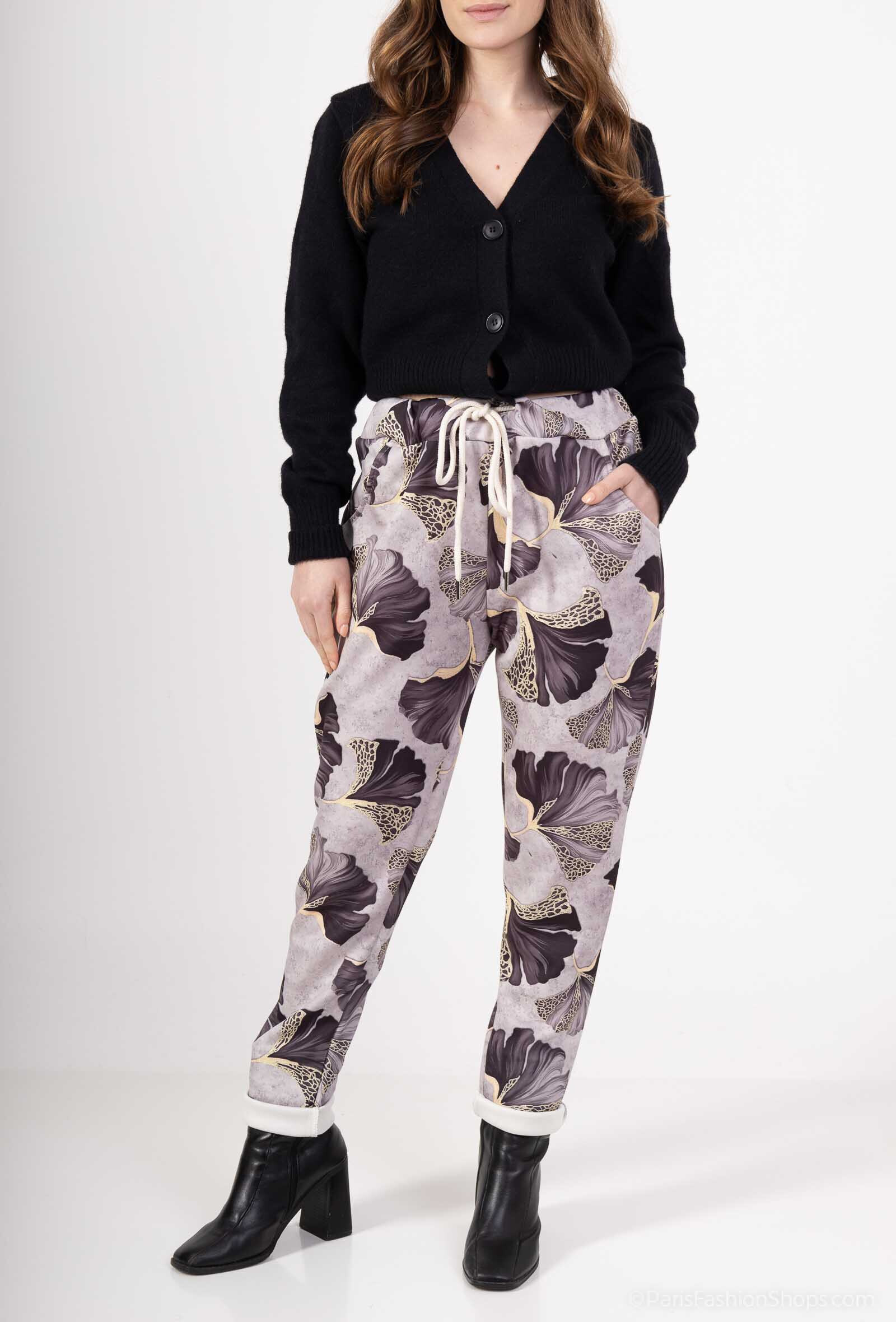Großhändler Lucky Nana - Gemusterte Hose mit Samteffekt.