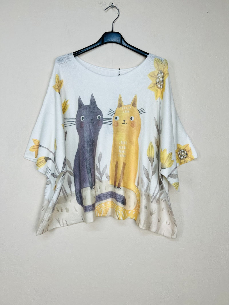 Grossista Lucky Nana - Maglione poncho con motivo, manica 3/4.