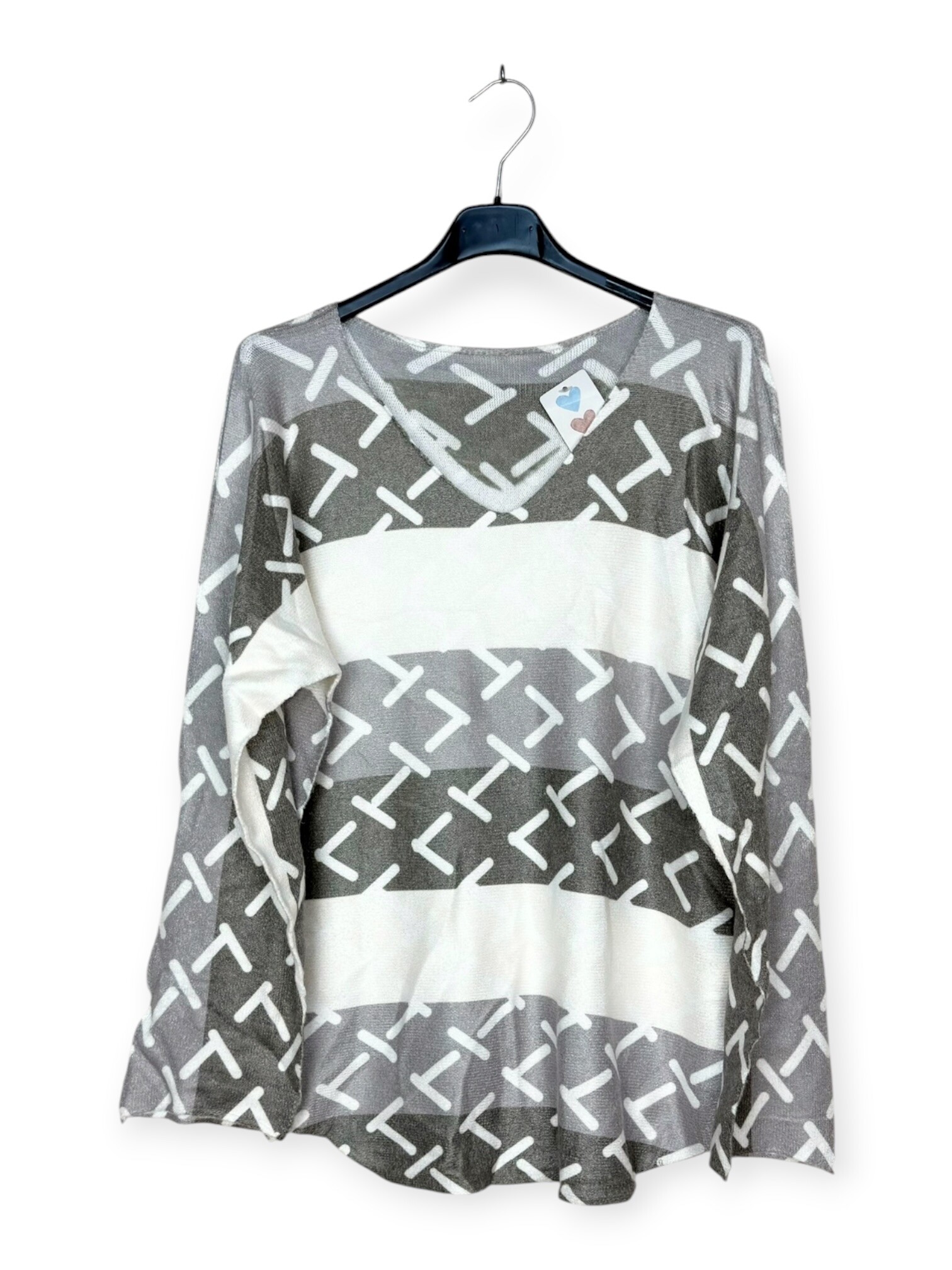 Grossiste Lucky Nana - Pull Col V - Imprimé