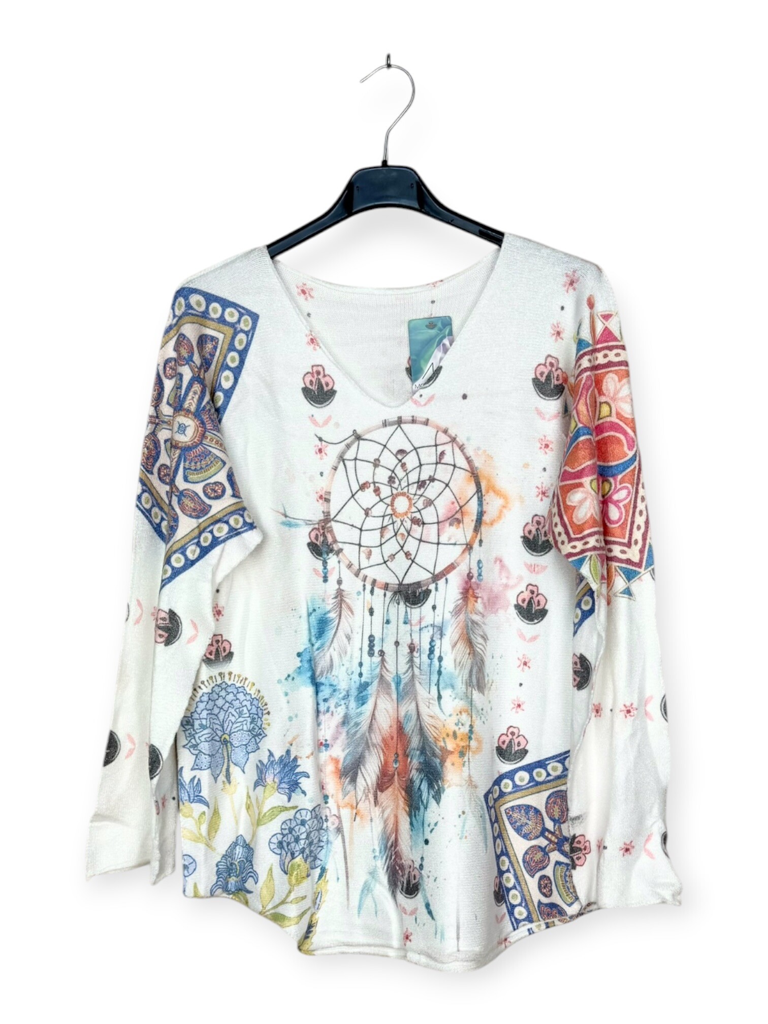 Grossiste Lucky Nana - Pull Col V - Imprimé