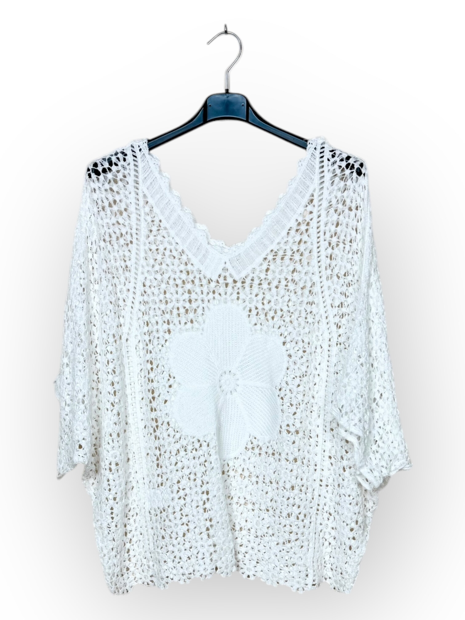 Grossiste Lucky Nana - Pull Tricot Fleur à Manches 3/4
