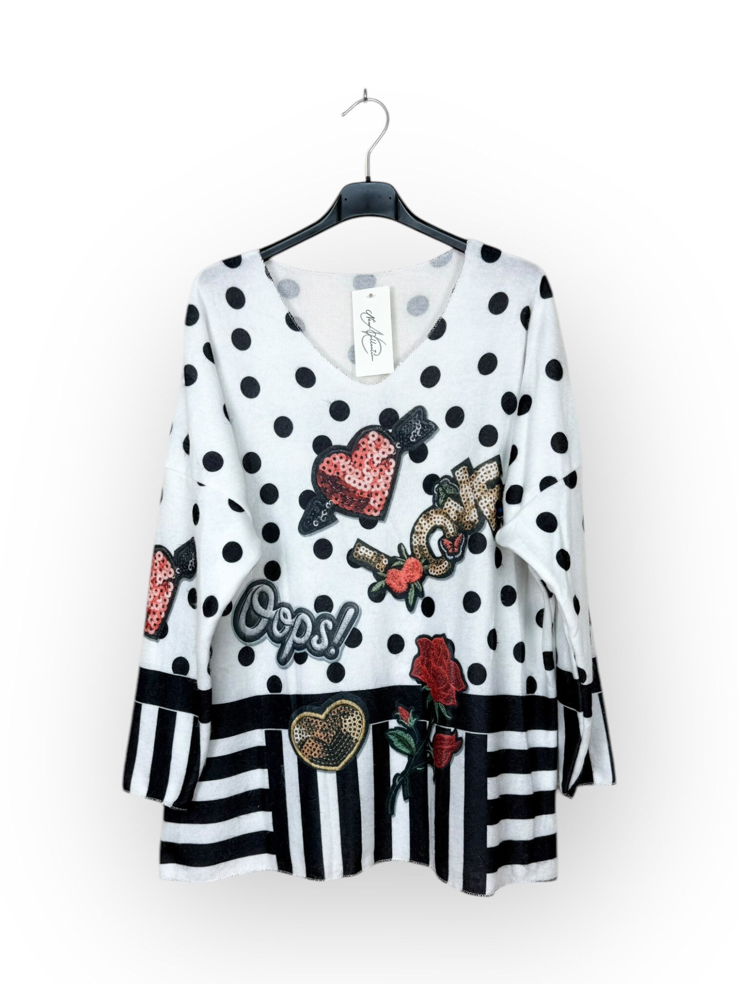 Grossista Lucky Nana - Maglia fantasia scollo a V, manica lunga
