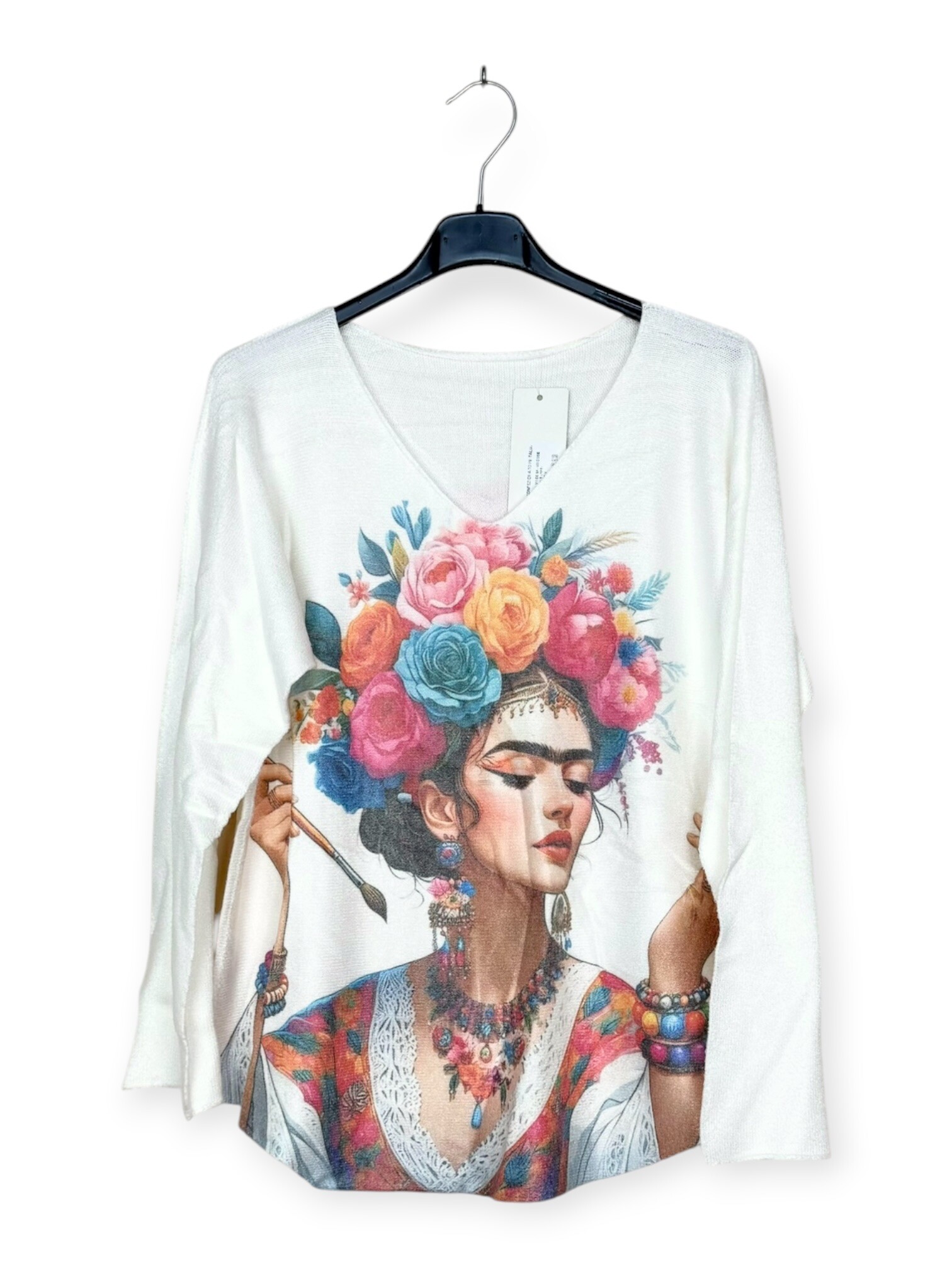 Grossiste Lucky Nana - Pull Col V - Imprimé