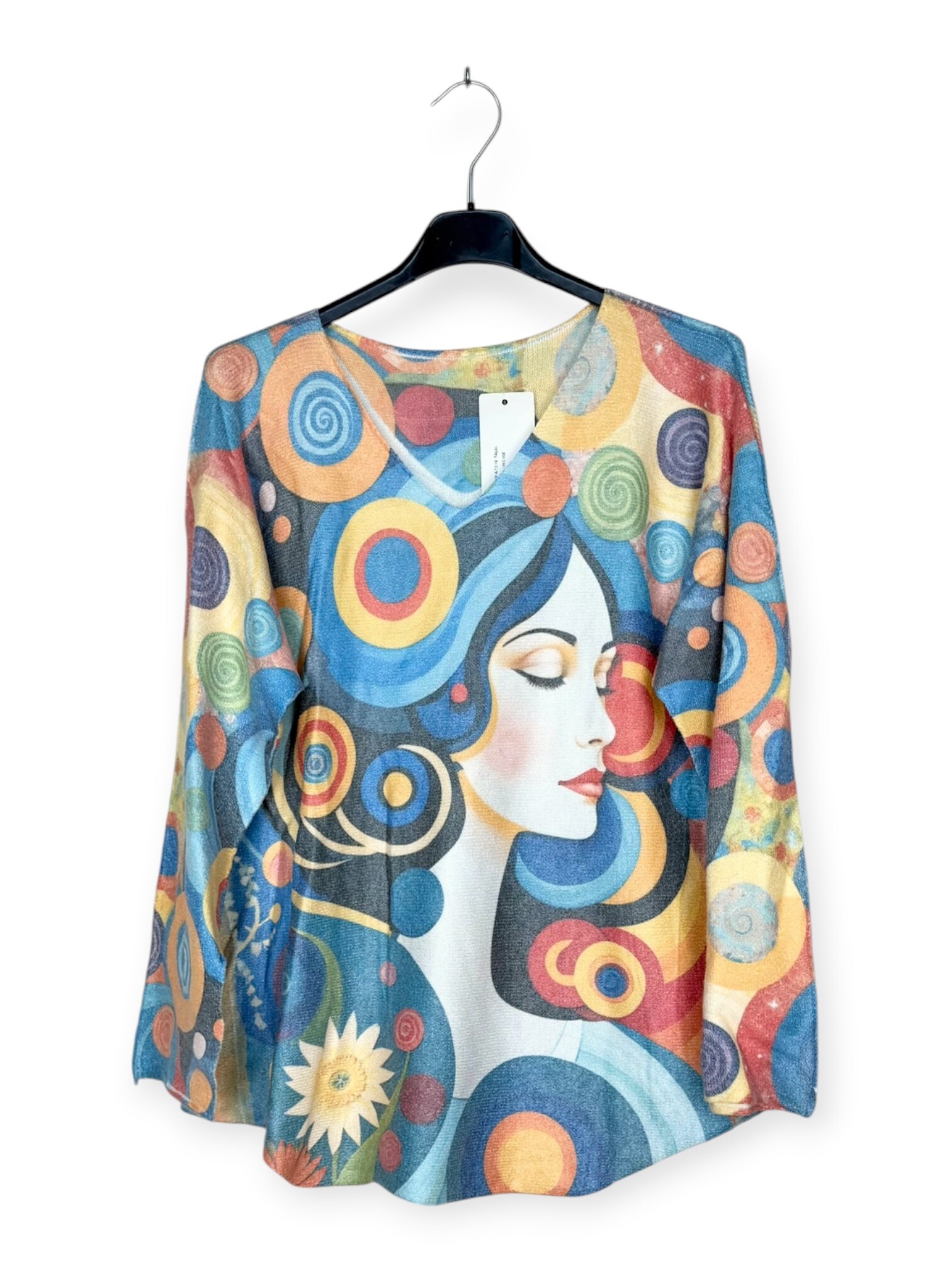Grossiste Lucky Nana - Pull Col V - Imprimé