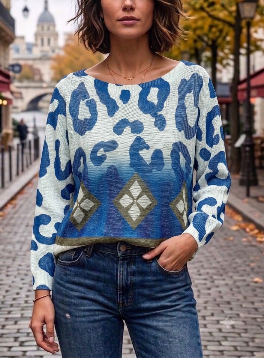 Wholesaler Lucky Nana - Patterned knit sweater, long sleeves