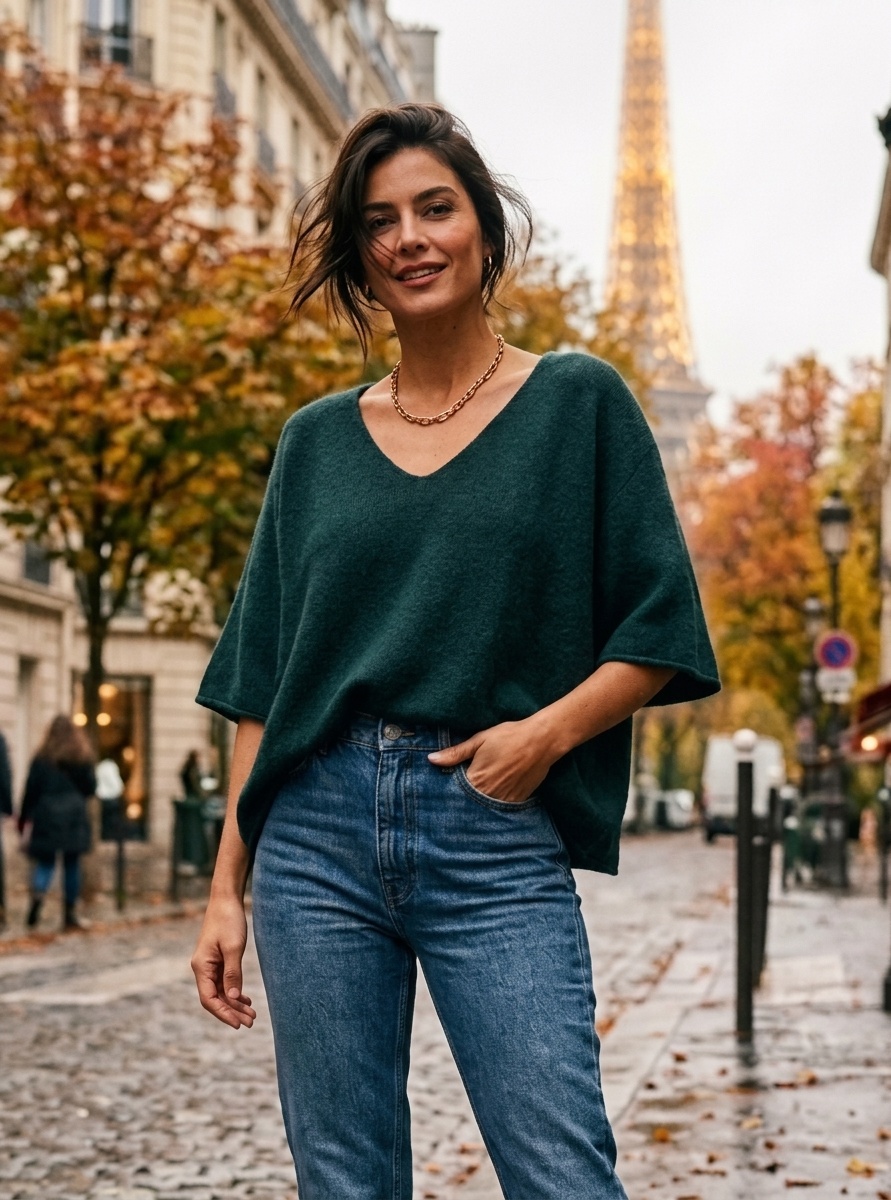 Wholesaler Lucky Nana - V-Neck Poncho Sweater