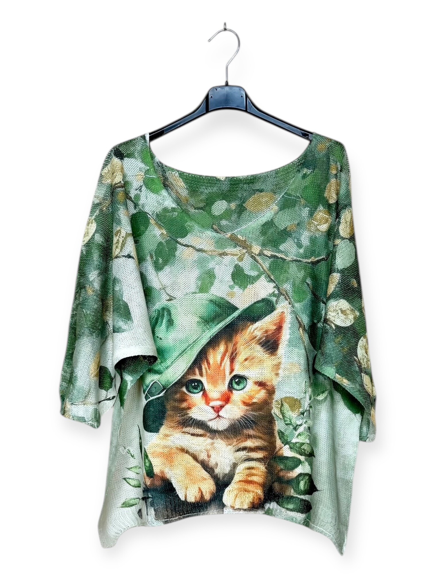 Wholesaler Lucky Nana - V-neck t-shirt in pattern knit, 3/4 handle