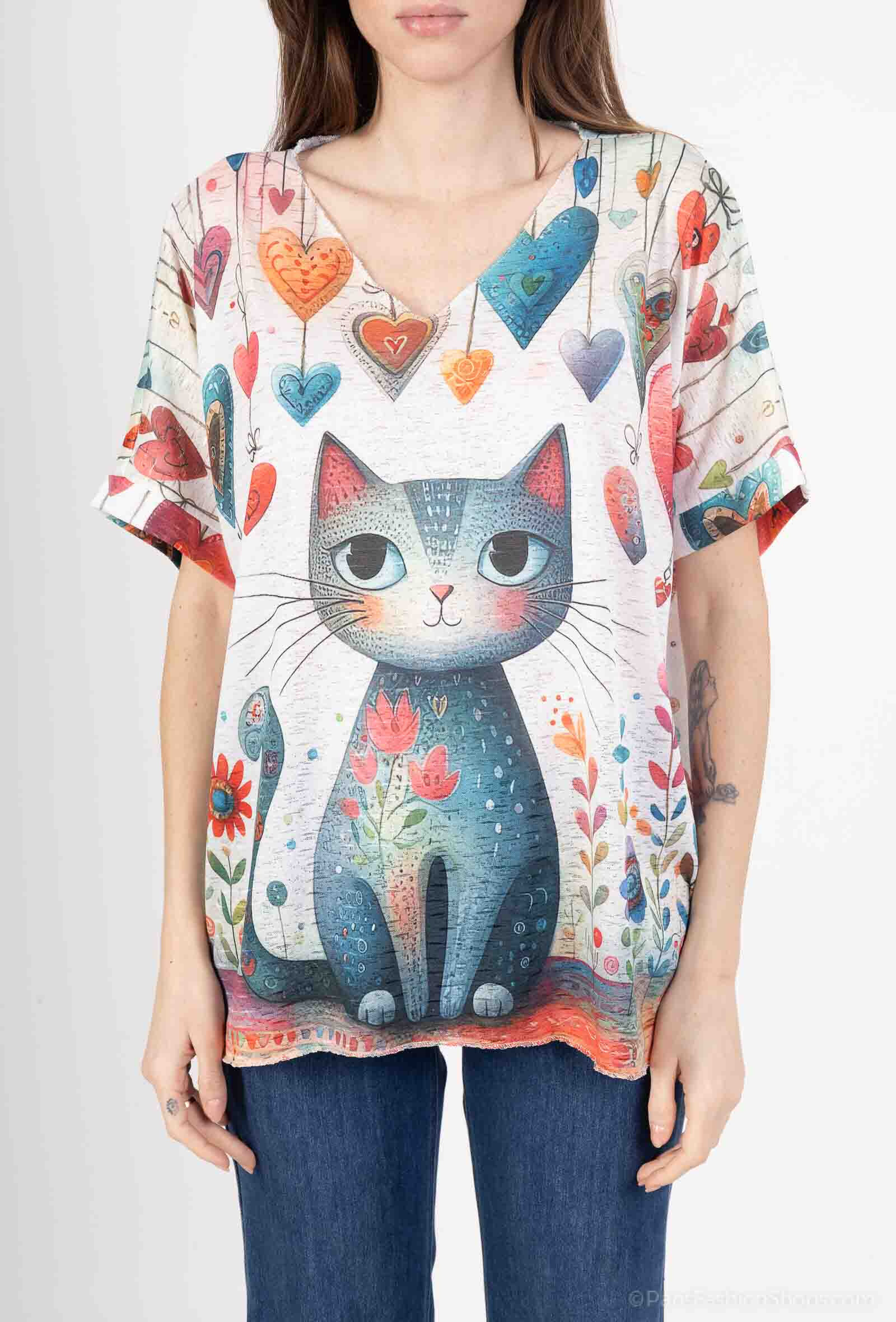 Grossiste Lucky Nana - T-shirt léger à motif, manche courte