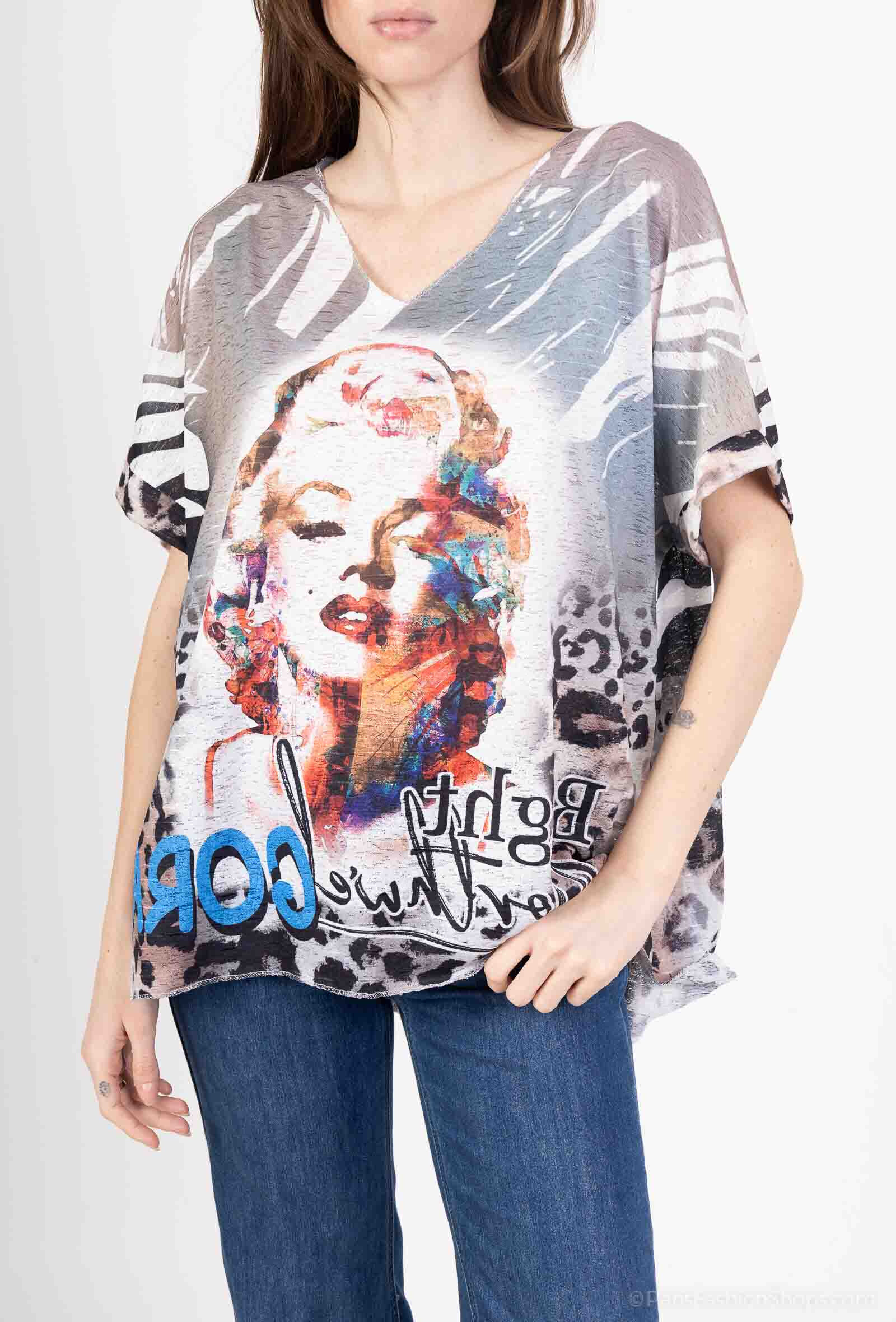 Grossiste Lucky Nana - T-shirt léger à motif, manche courte