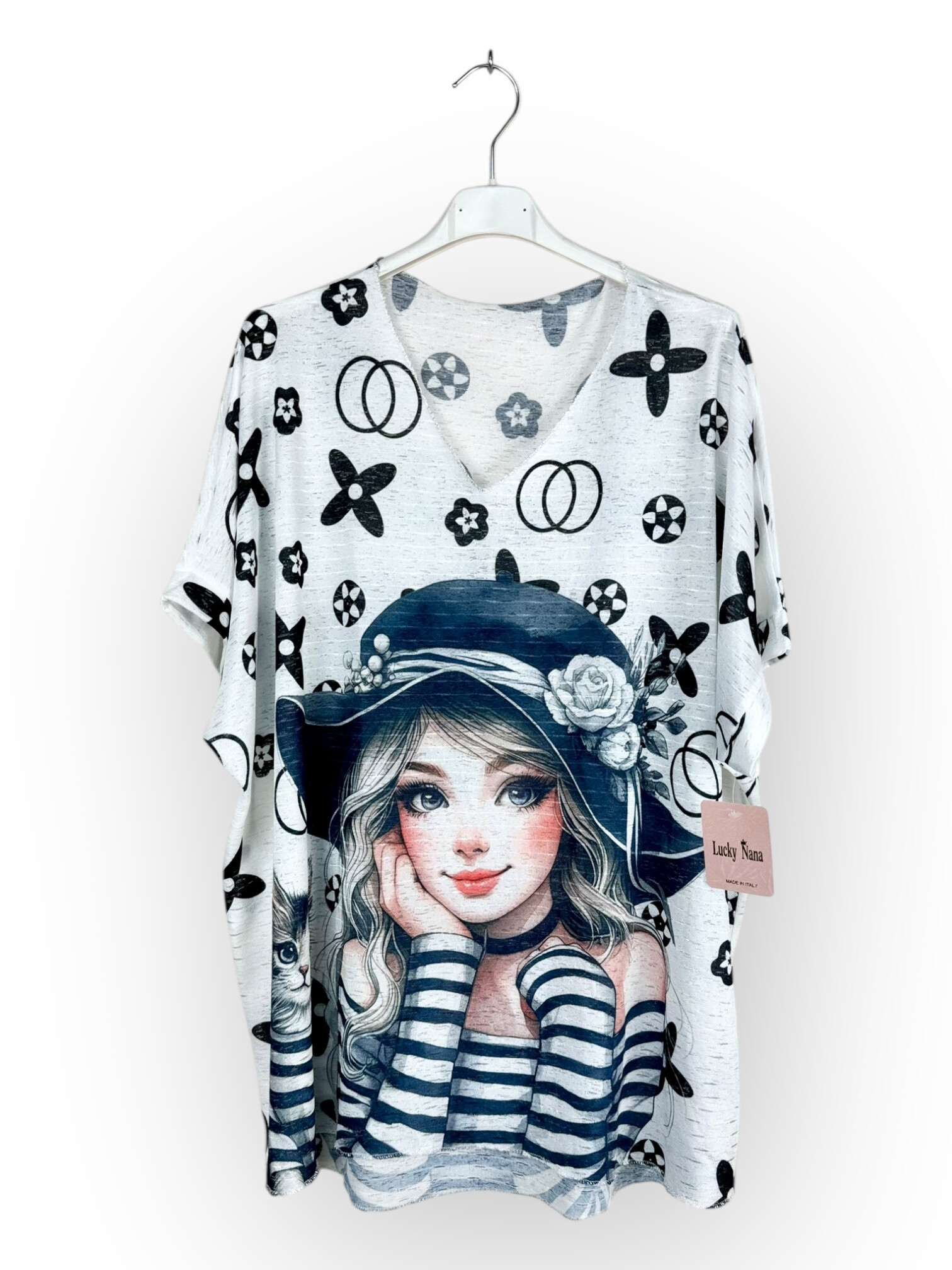 Grossiste Lucky Nana - T-shirt léger à motif, manche courte