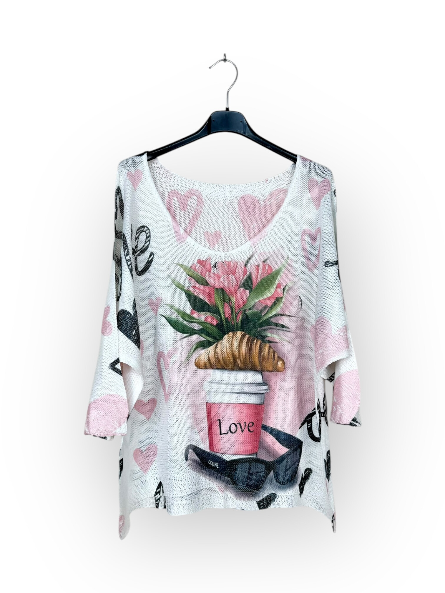 Großhändler Lucky Nana - Gestricktes T-Shirt mit 3/4-Ärmelmuster