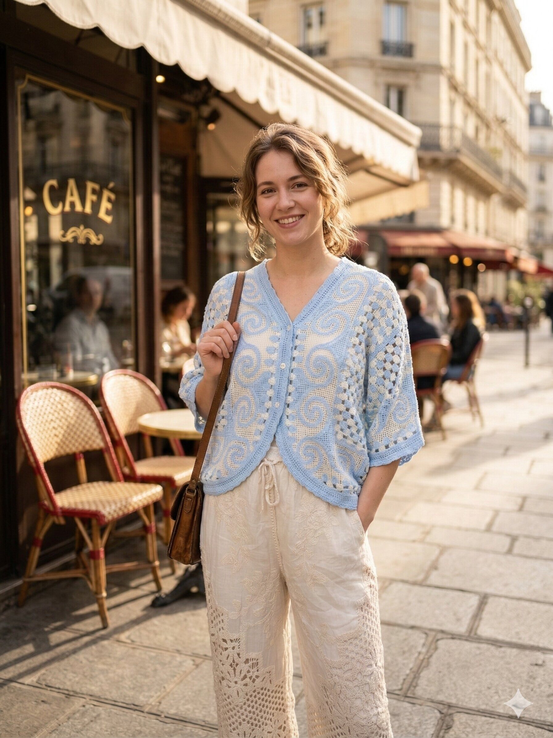 Großhändler Lucky Nana - Häkel-Cardigan mit Wellenmuster