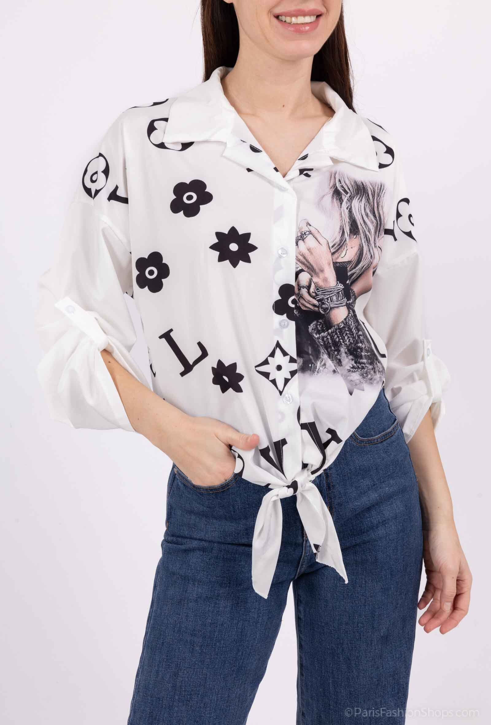 Grossista Lucky Nana - Camicia lunga con bottoni stampata