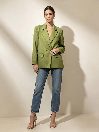 Grossiste LUCY LUU - VESTE À BOUTONNAGE CROISÉ OVERSIZE Grossiste LUCY LUU - VESTE À BOUTONNAGE CROISÉ OVERSIZE