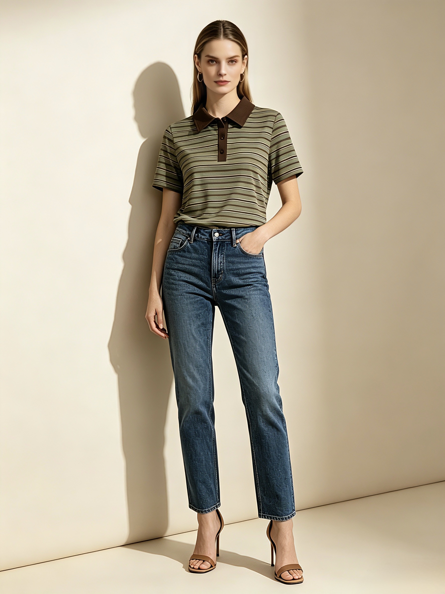 Wholesaler LUCY LUU - Striped polo with contrasting collar