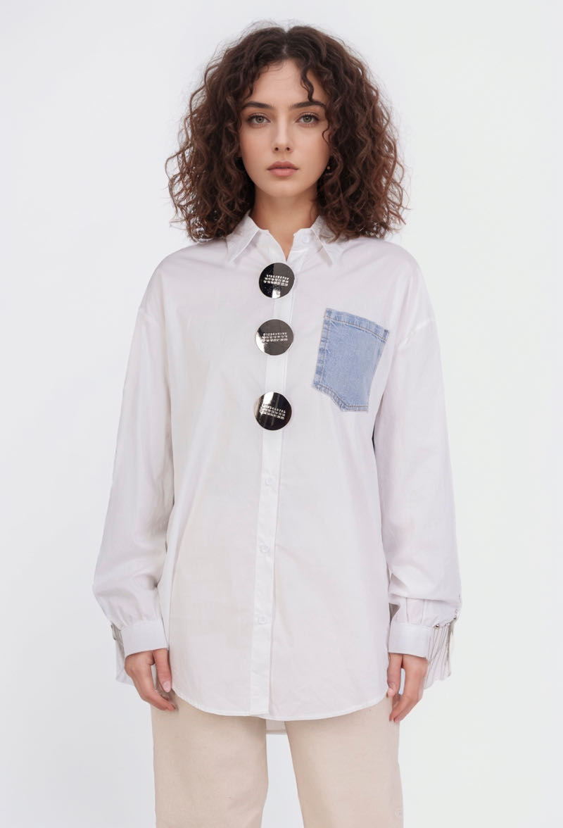 Wholesaler LUCY LUU - DUAL MATERIAL SHIRT