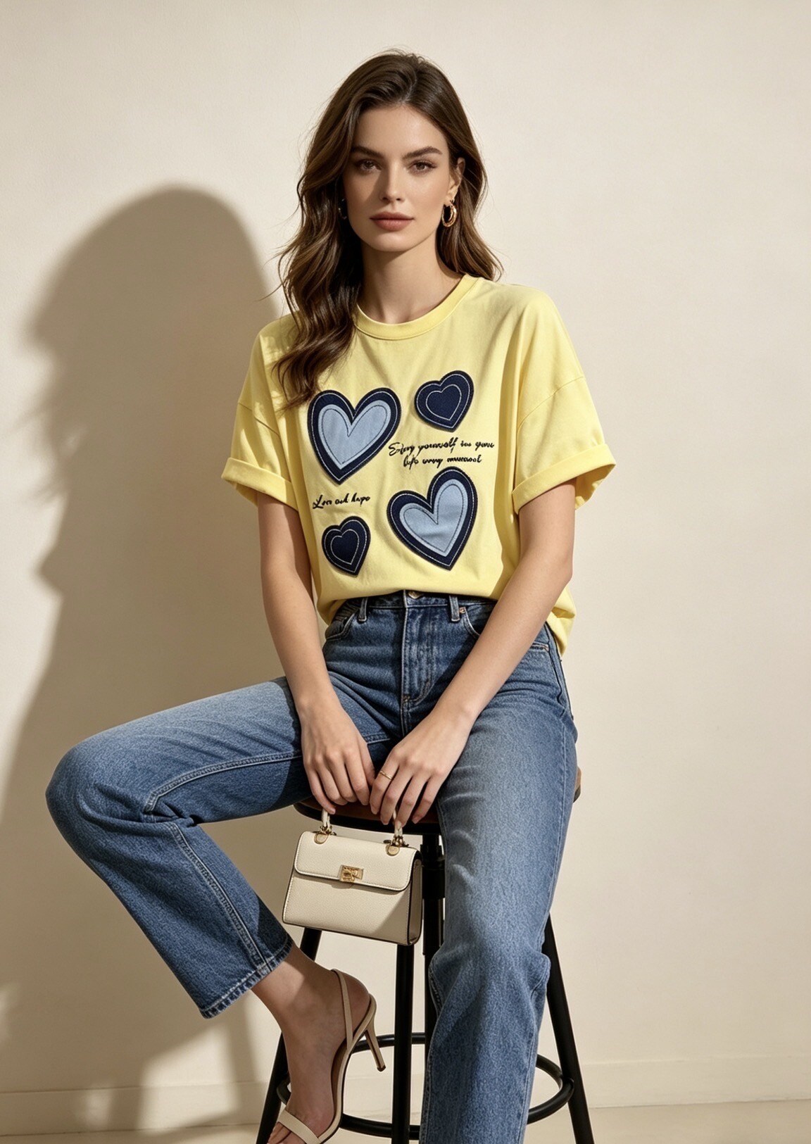Wholesaler LUCY LUU - Denim hearts T-shirt