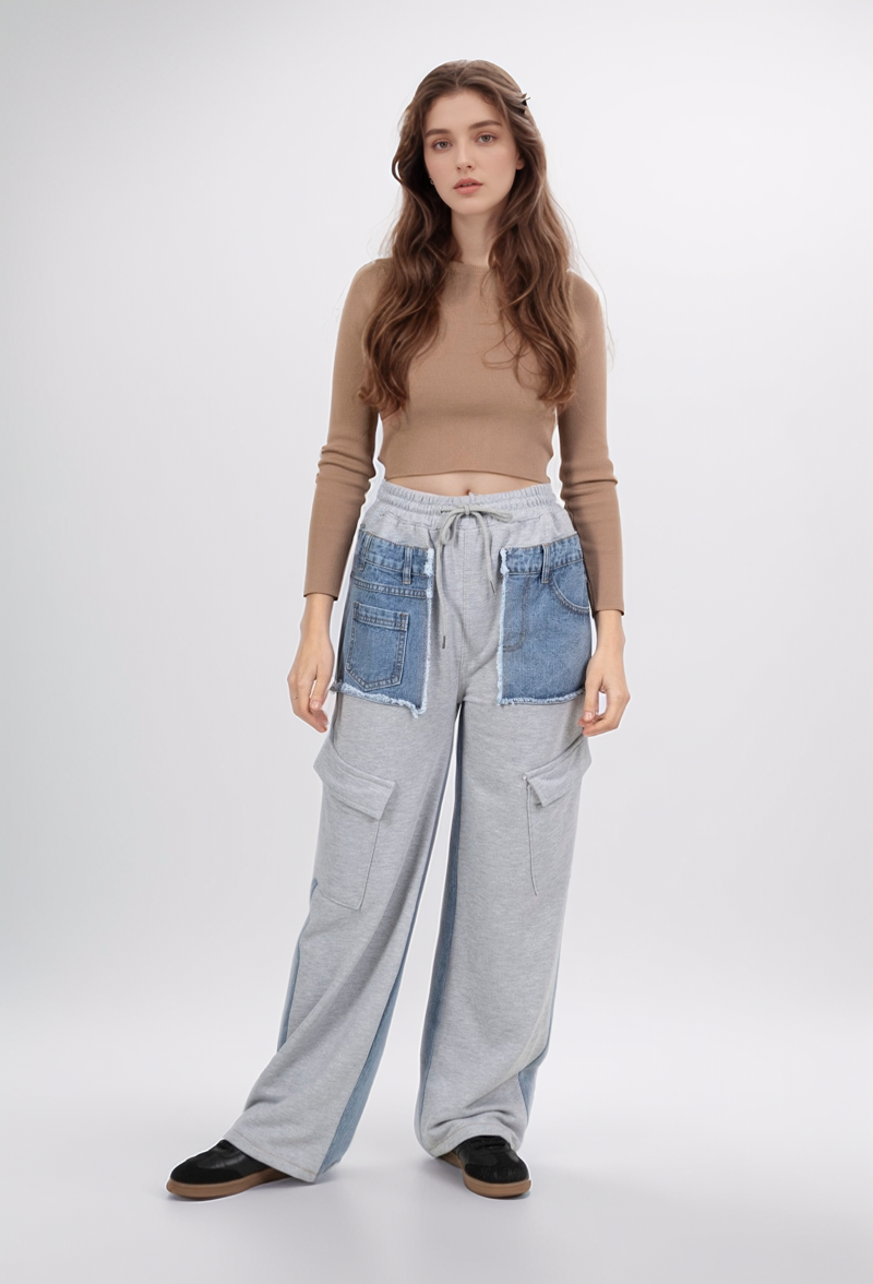 Wholesaler LUCY LUU - Bi-material pants with Denim