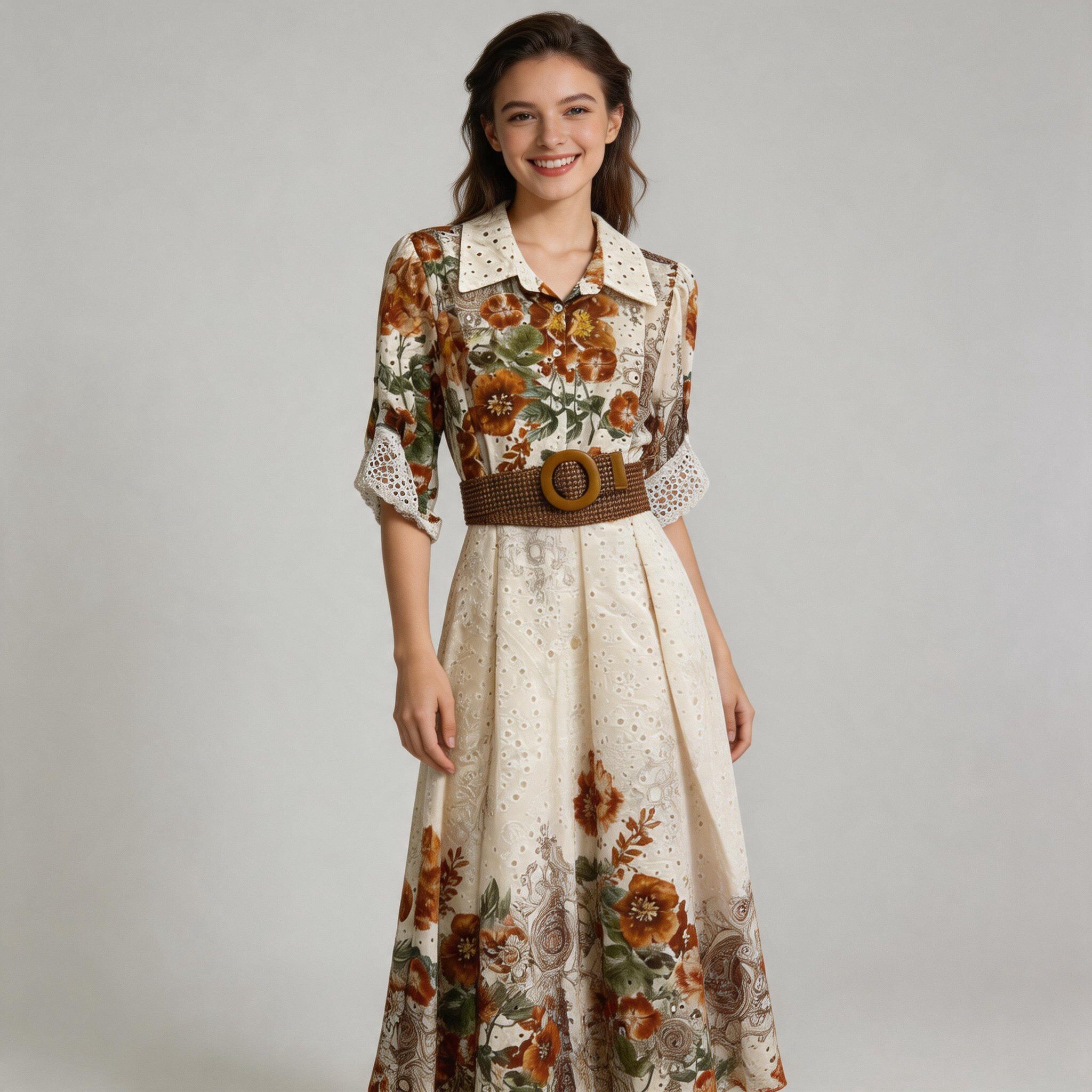 Grossiste LUISA FASHION - robe broderie anglaise avec motif, élégante