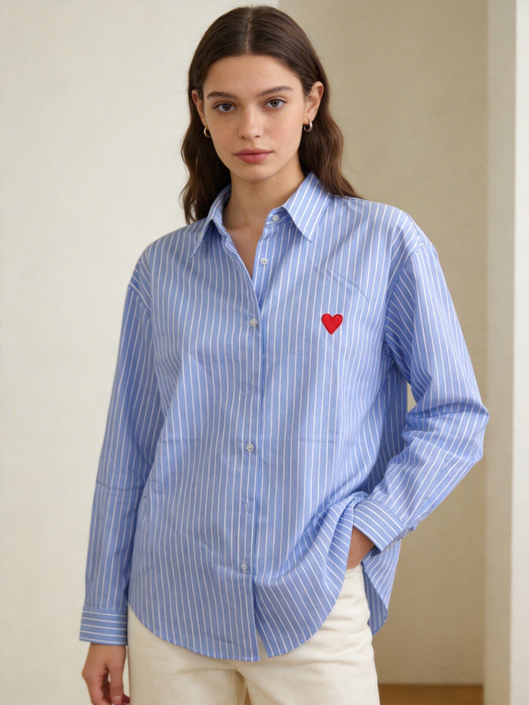Wholesaler LUISA FASHION - STRIPED SHIRT WITH HEART