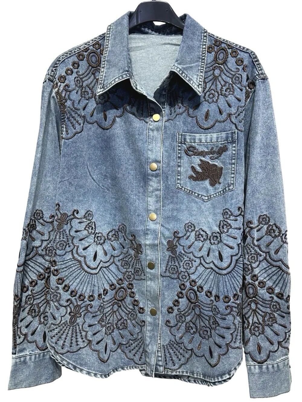 Großhändler LUISA FASHION - Jeanshemd mit Stickereien
