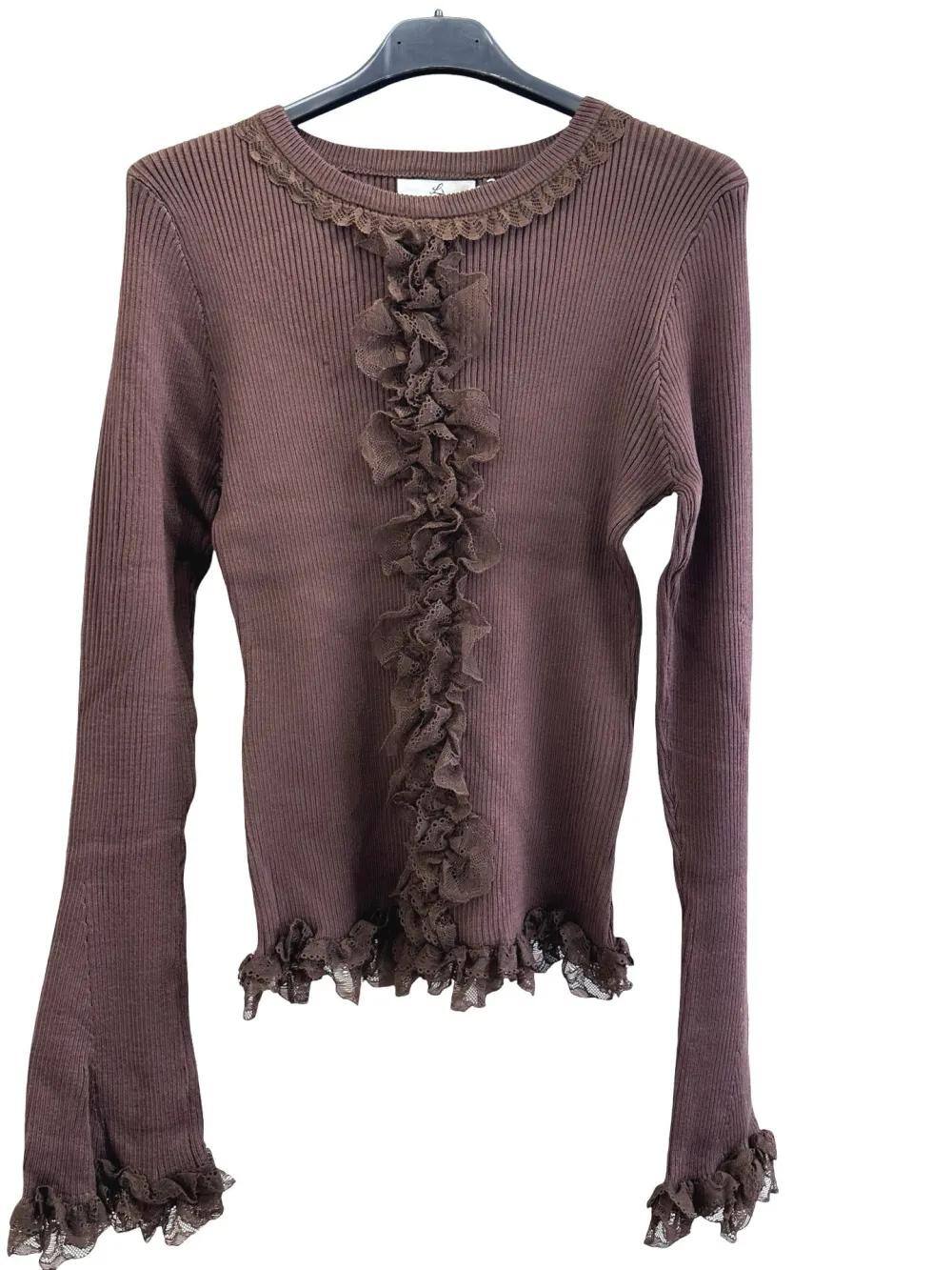 Großhändler LUISA FASHION - Gerippter Pullover mit Rüschen