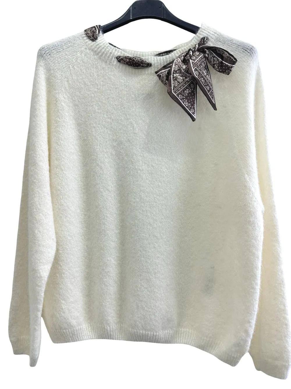 Großhändler LUISA FASHION - Pullover mit fantasievollem Schleifenkragen