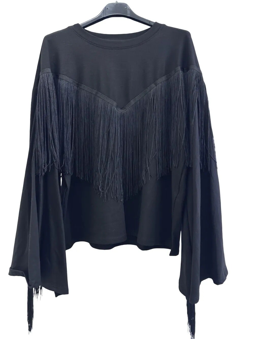 Großhändler LUISA FASHION - Langarmshirt mit Fransen