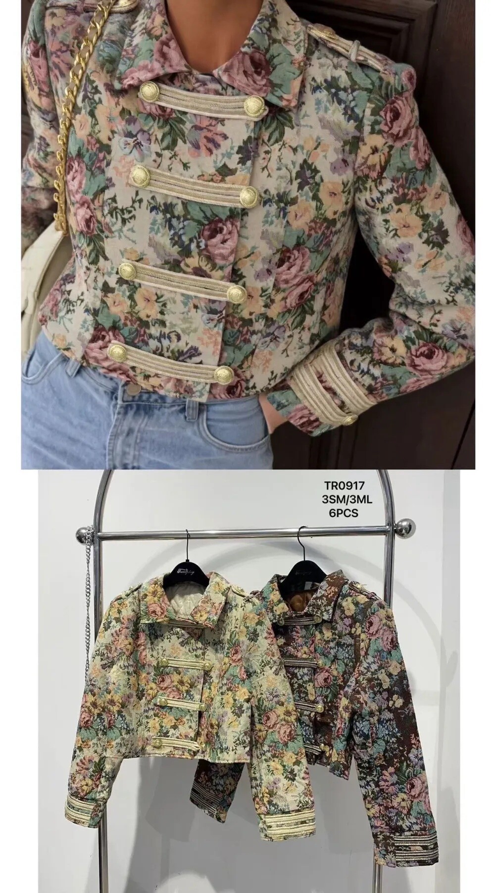 Grossista LUISA FASHION - Giacca corta con fantasia floreale