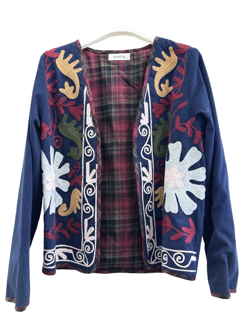 Großhändler LUISA FASHION - Offene Jacke mit mehrfarbigen Stickereien