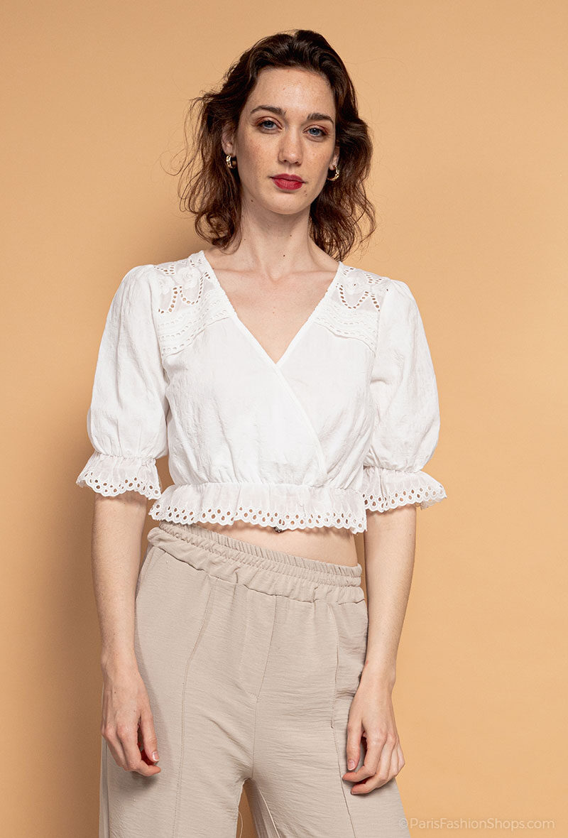 Grossiste Luizacco - Blouse brodée et perforée