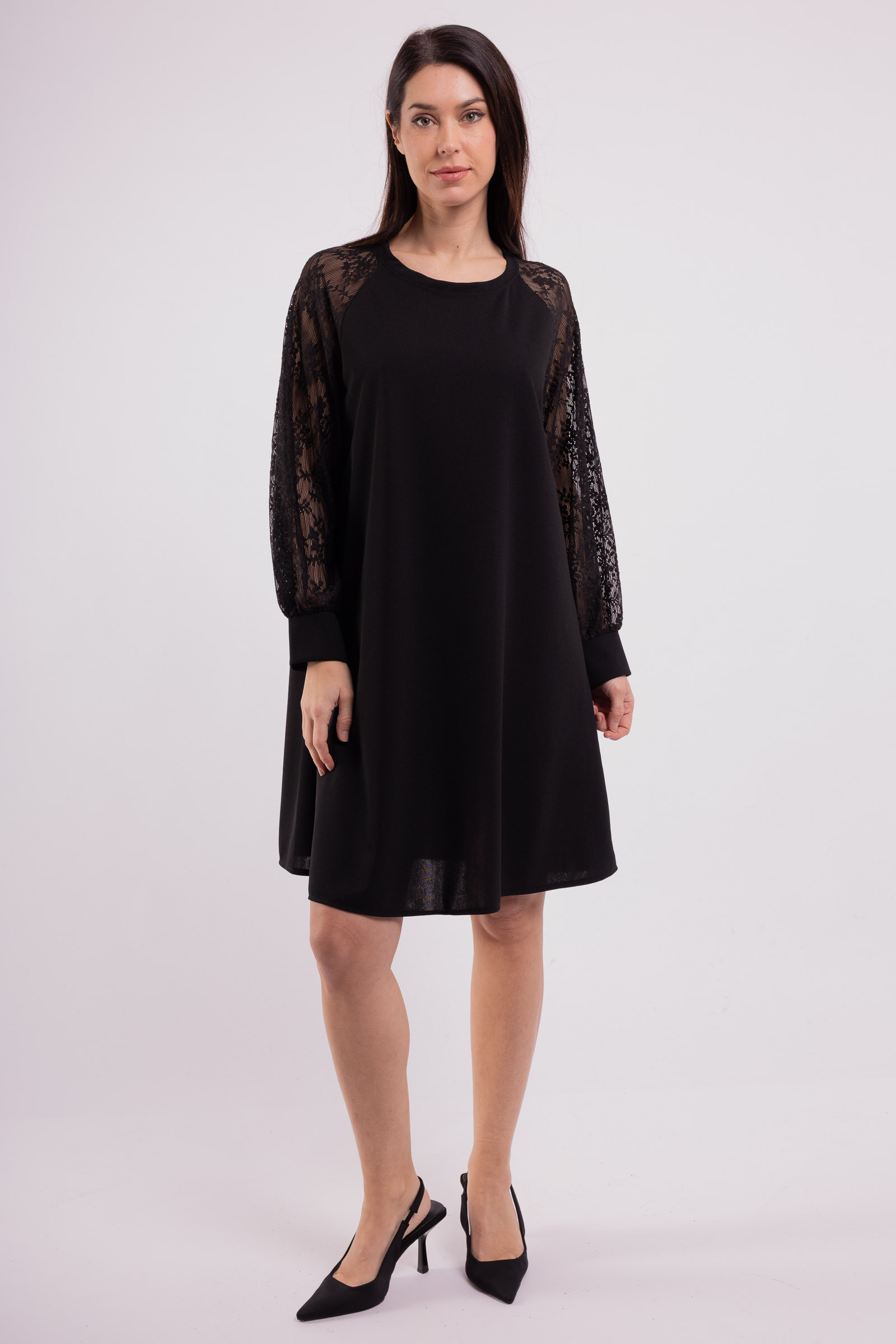 Robe fluide italienne, 95% polyester, 5% élasthanne, idéale pour le printemps/été 2026, tailles 36-46.