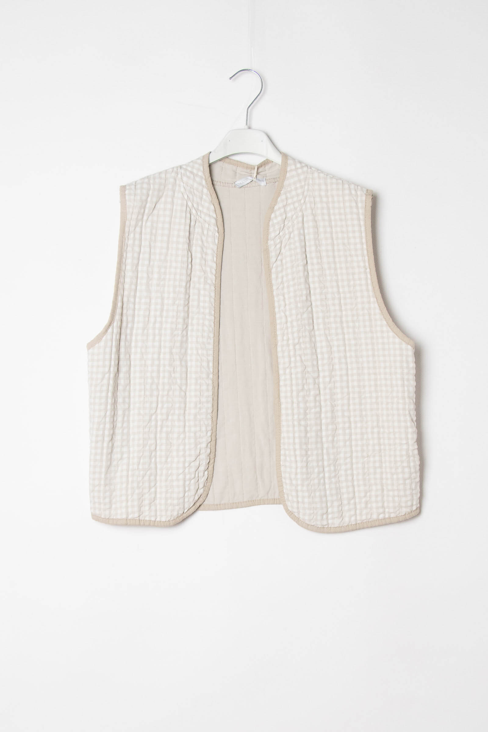 Elegant Vichy vest for women, cotton-viscose, soft lining, perfect for spring/summer, OS 6-12.