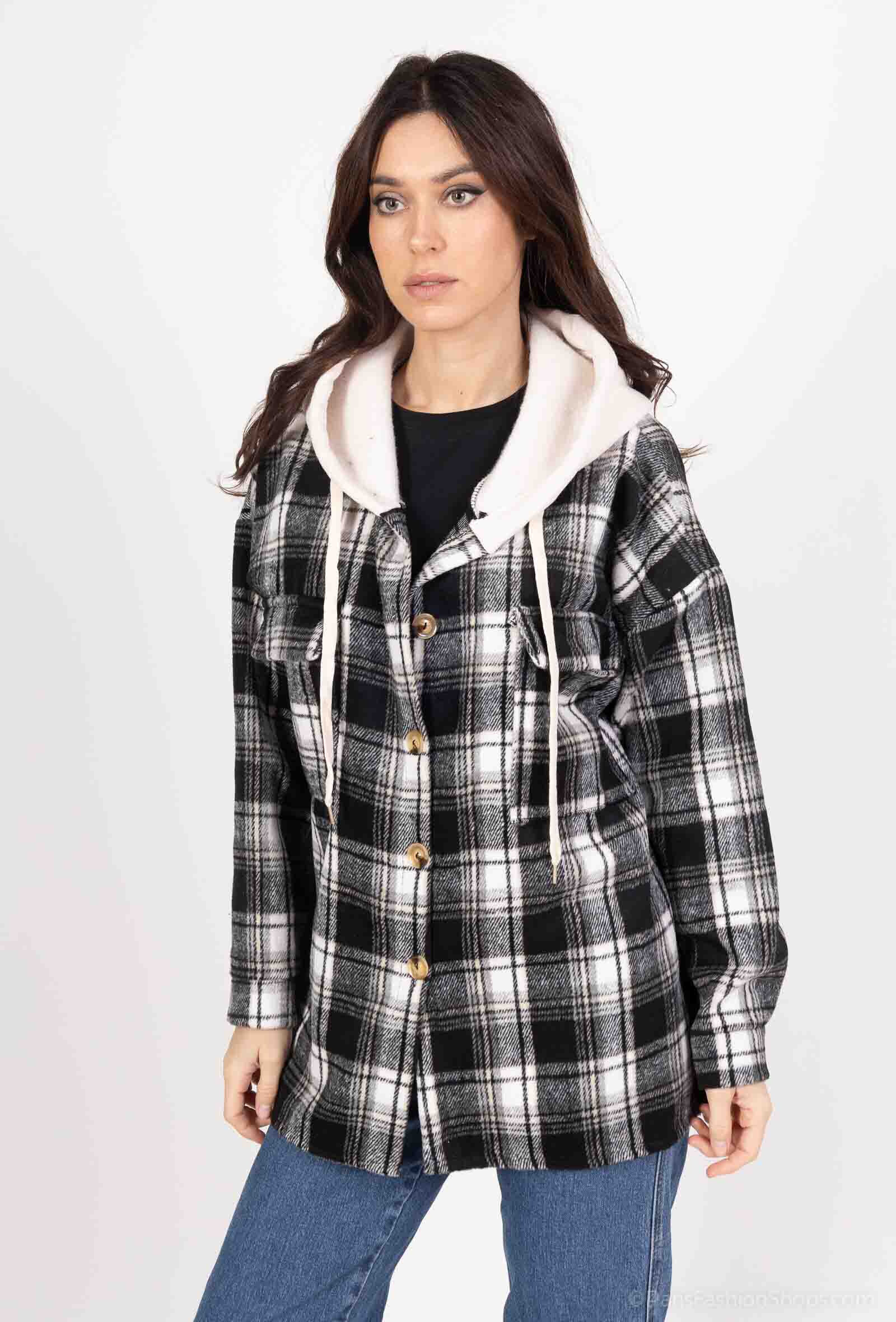 Wholesaler Luizacco - check jacket with hood tu 36-44