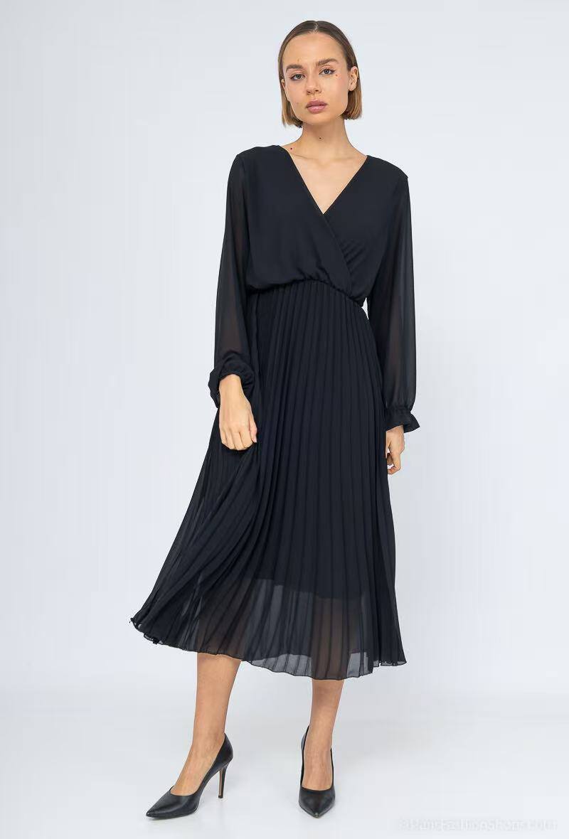 Robe longue élégante, fabriquée en Italie, polyester avec doublure en viscose, idéale pour automne/hiver. Taille universelle 36-46.